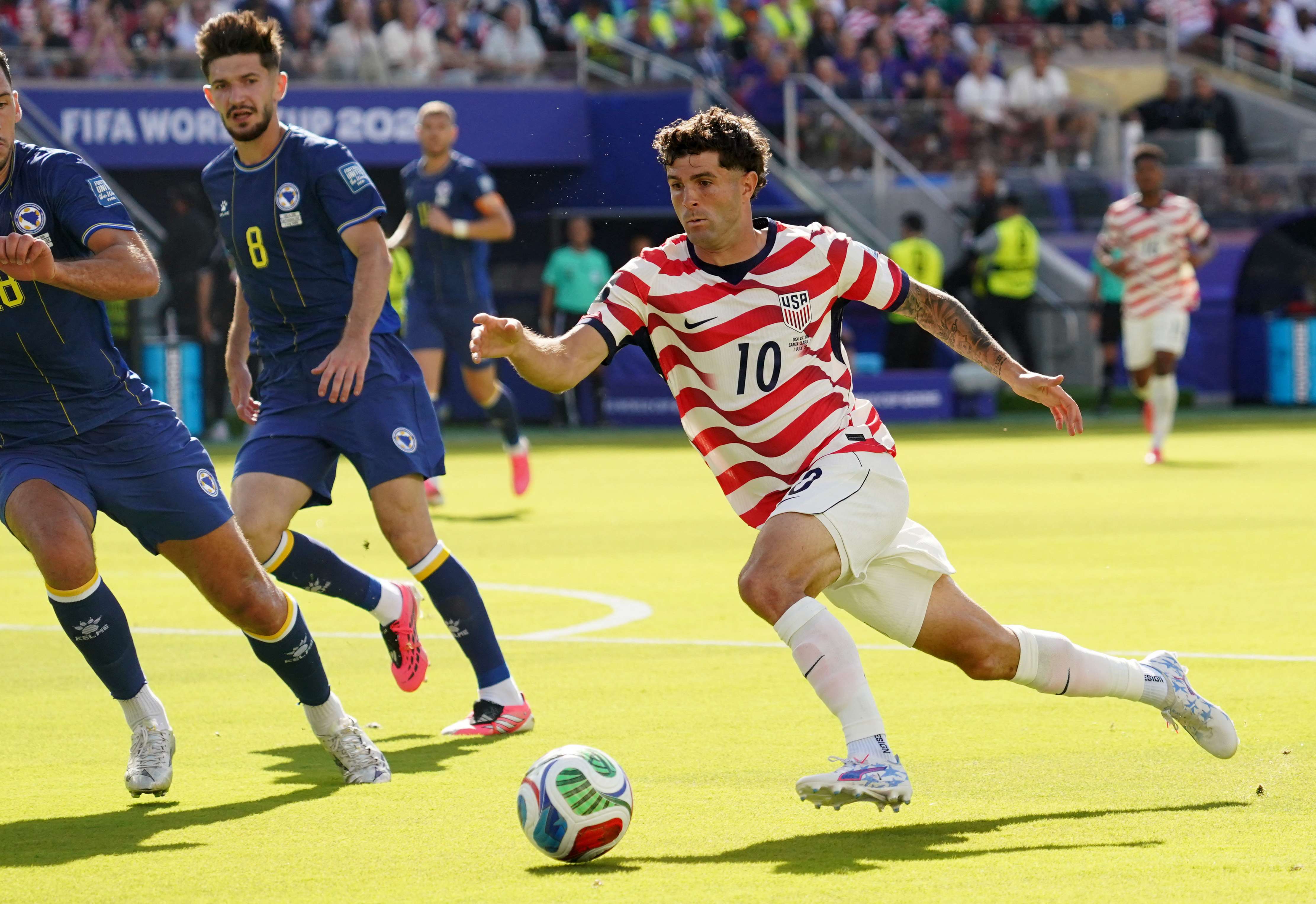 Soccer Football - FIFA World Cup 2026 - Round of 32 - United States v Bosnia and Herzegovina - San Francisco Bay Area Stadium, Santa Clara, California, U.S. - July 1, 2026 Christian Pulisic of the U.S. in action IMAGN IMAGES via Reuters/David Gonzales