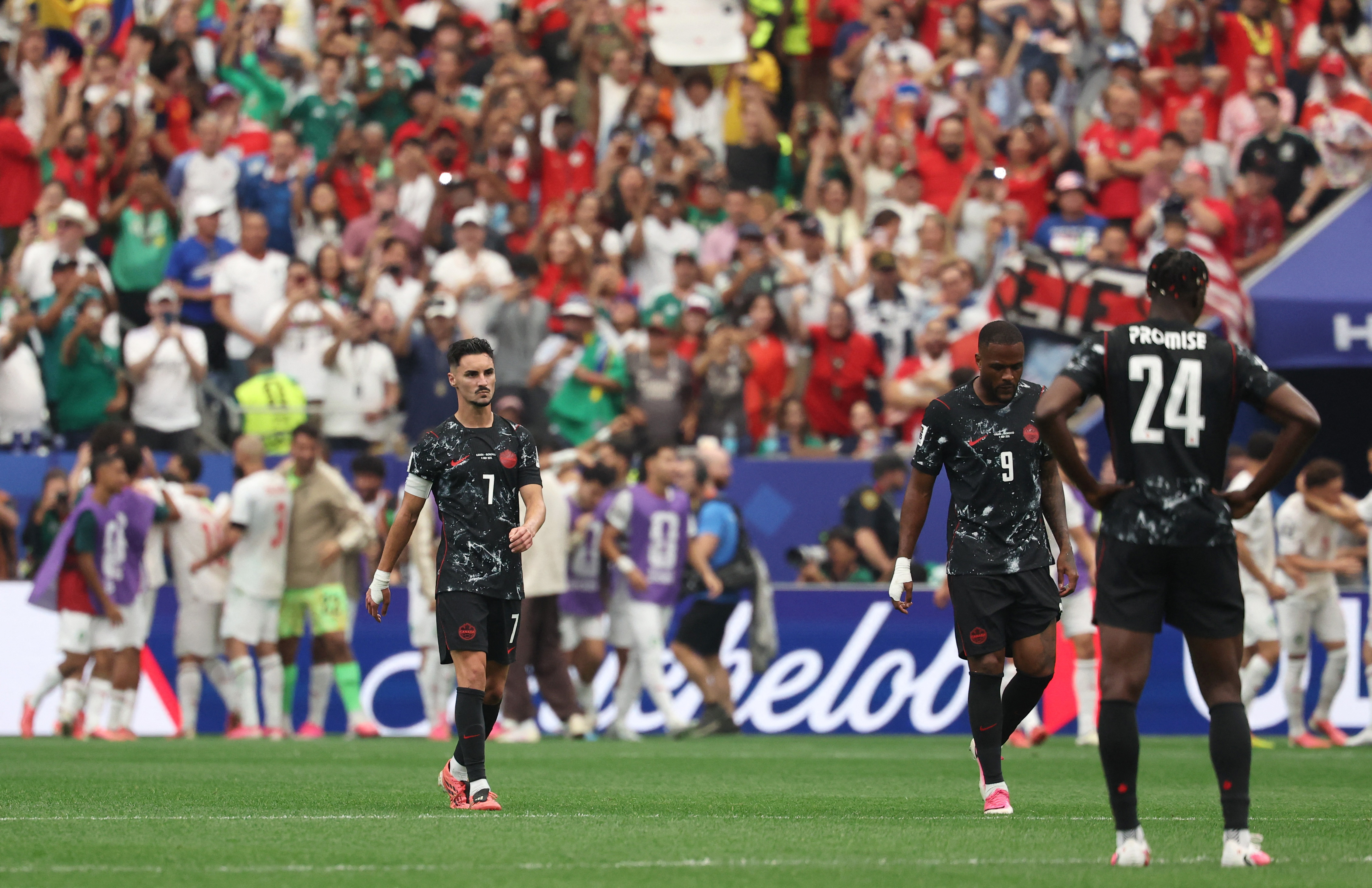 Soccer Football - FIFA World Cup 2026 - Round of 16 - Canada v Morocco - Houston Stadium, Houston, Texas, U.S. - July 4, 2026 Canada's Stephen Eustaquio reacts after conceding their second goal scored by Morocco's Azzedine Ounahi IMAGN IMAGES via Reuters/