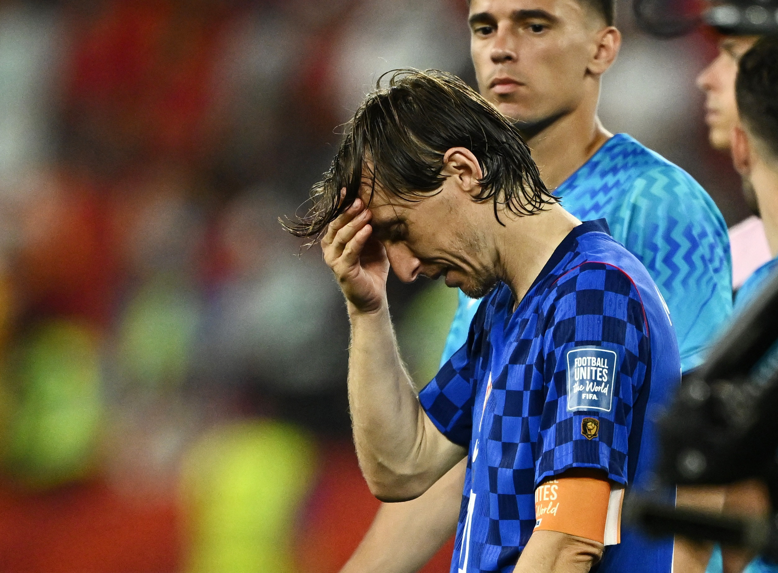 Soccer Football - FIFA World Cup 2026 - Round of 32 - Portugal v Croatia - Toronto Stadium, Toronto, Canada - July 2, 2026 Croatia's Luka Modric looks dejected after the match as Croatia are eliminated from the World Cup REUTERS/Dylan Martinez