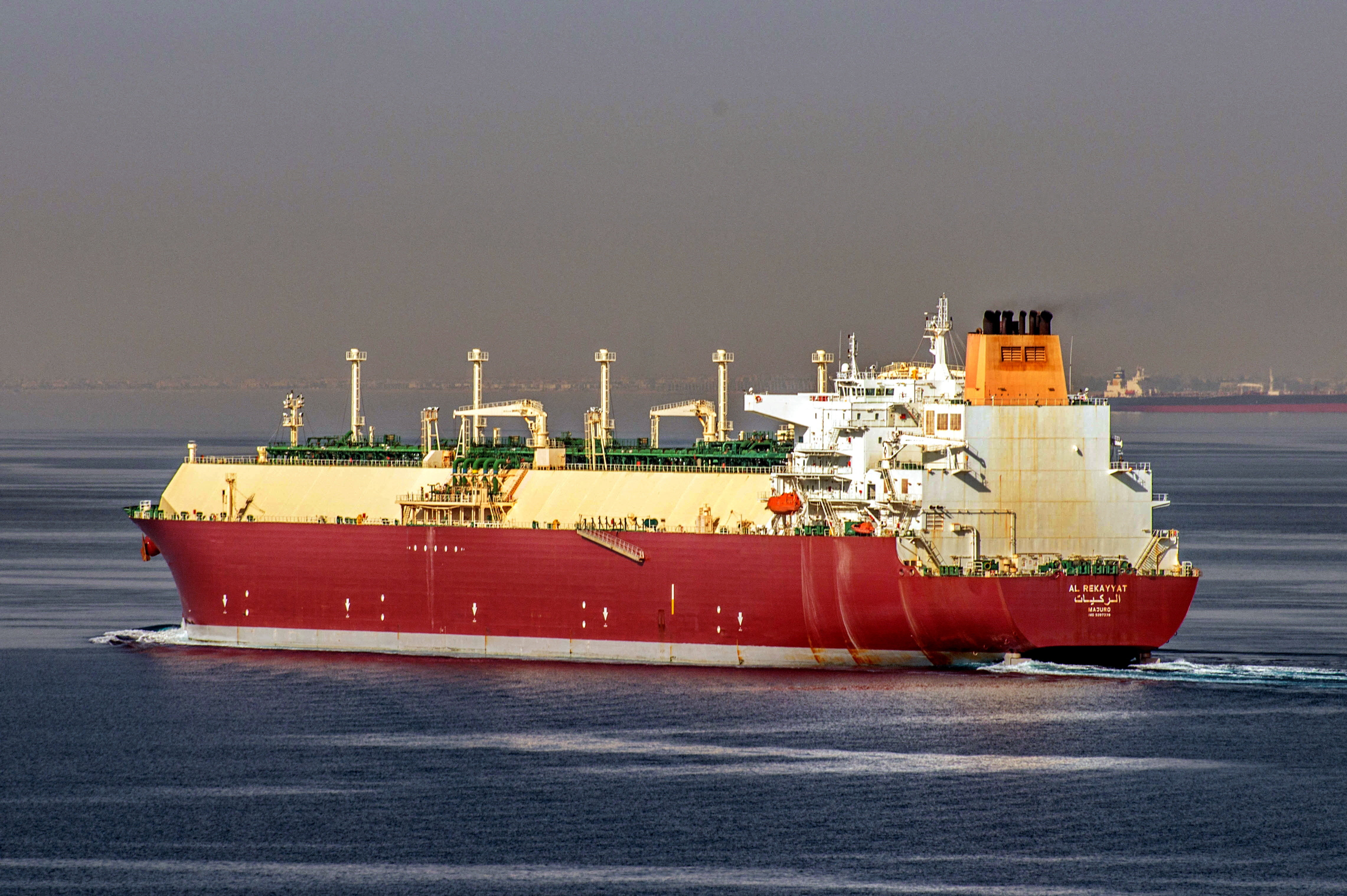 An archive photo taken on May 9, 2015 of Qatari LNG tanker Al Rekayyat