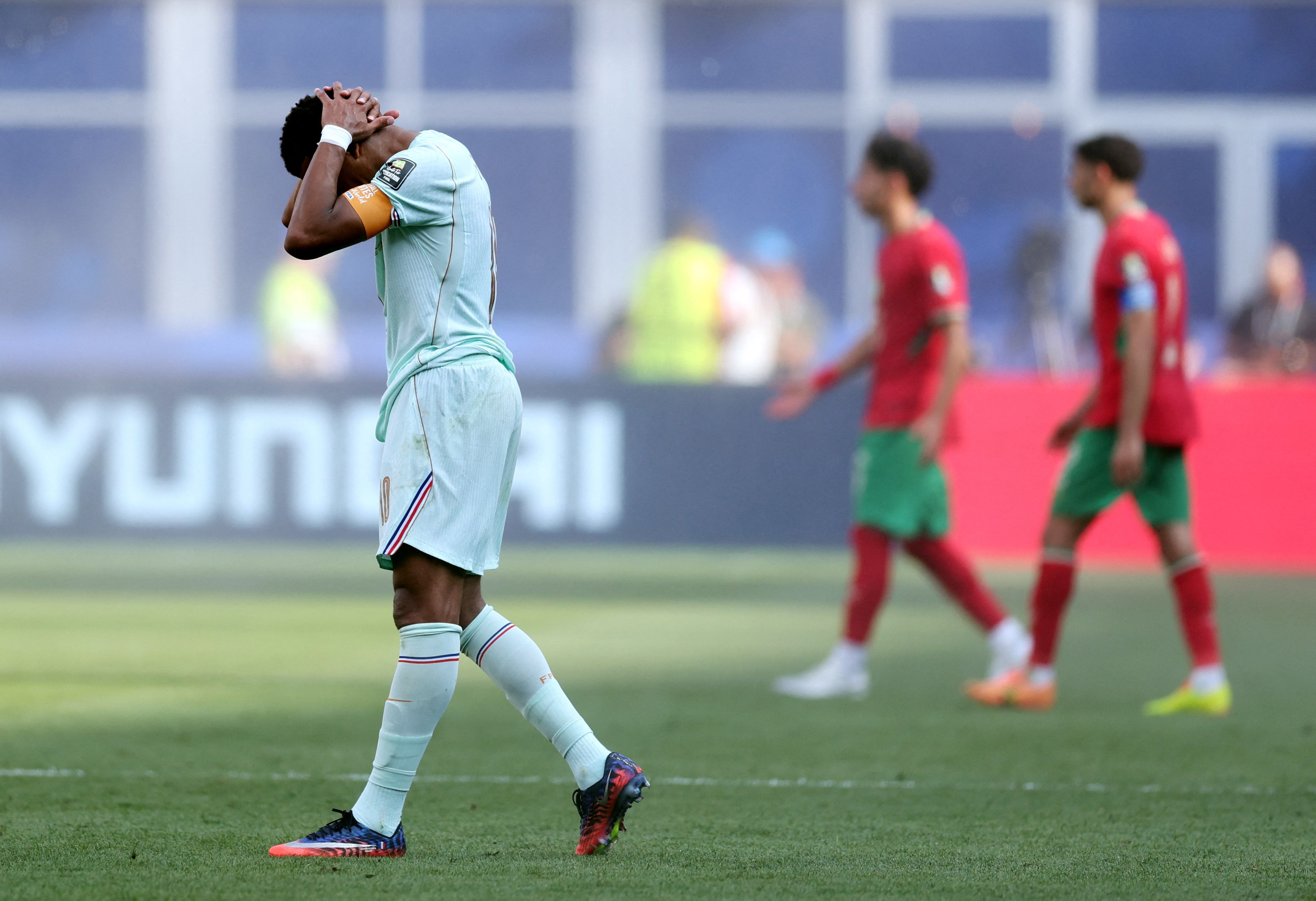 Soccer Football - FIFA World Cup 2026 - Quarter Final - France v Morocco - Boston Stadium, Foxborough, Massachusetts, U.S. - July 9, 2026 France's Kylian Mbappe reacts REUTERS/Paul Childs