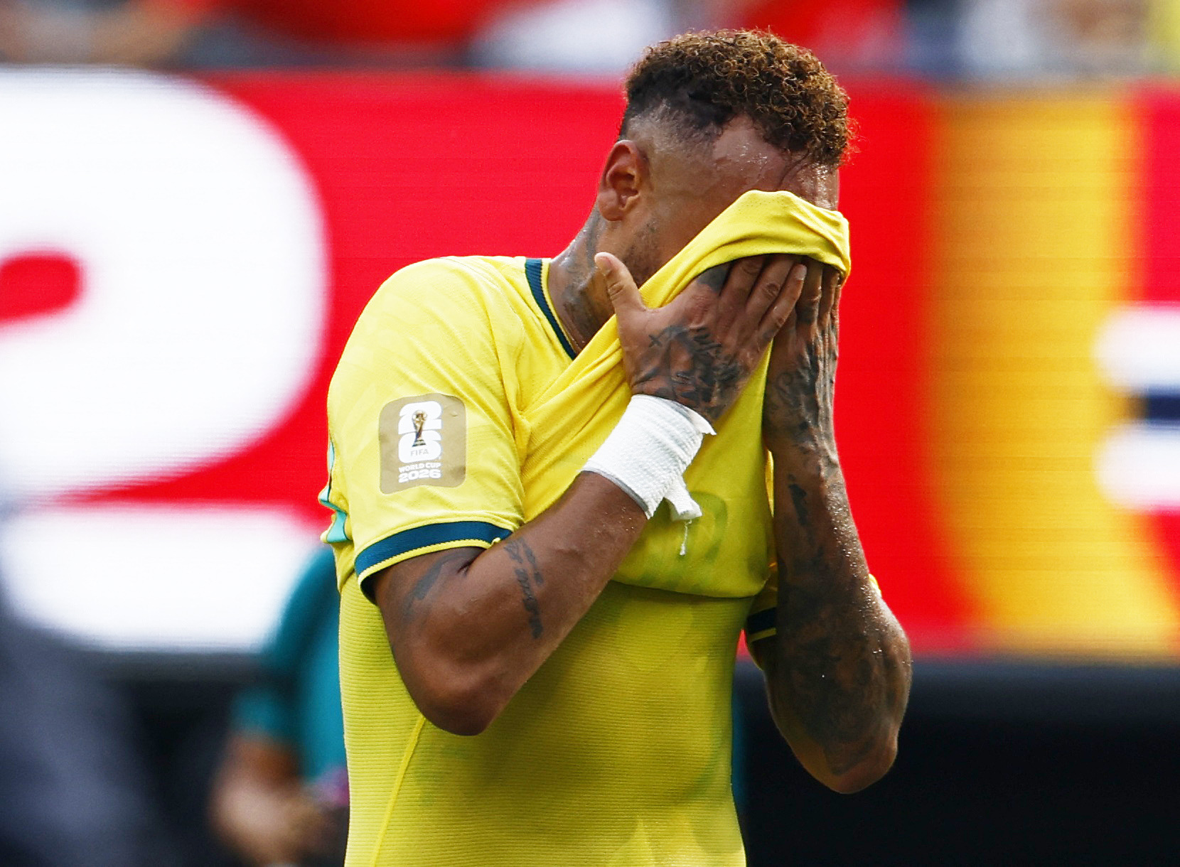 Soccer Football - FIFA World Cup 2026 - Round of 16 - Brazil v Norway - New York New Jersey Stadium, East Rutherford, New Jersey, U.S. - July 5, 2026 Brazil's Neymar Jr. looks dejected after the match as Brazil are eliminated from the World Cup REUTERS/Je