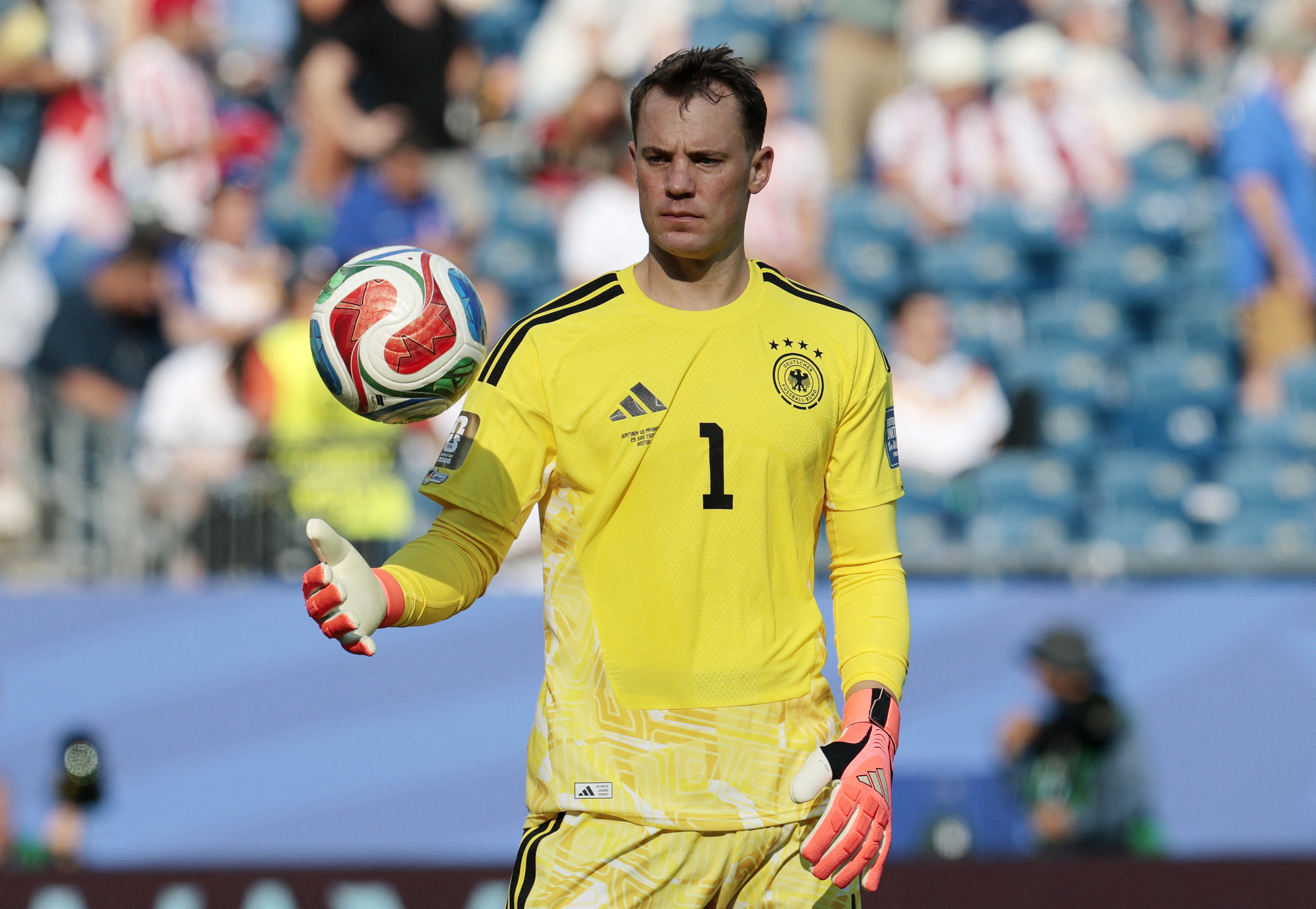 Soccer Football - FIFA World Cup 2026 - Round of 32 - Germany v Paraguay - Boston Stadium, Foxborough, Massachusetts, U.S. - June 29, 2026 Germany's Manuel Neuer inside the stadium before the second half REUTERS/Brian Snyder