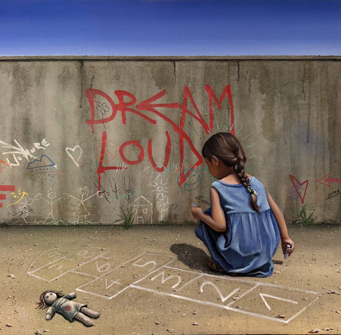 DREAM LOUD, 90x90 cm, oil and acrylic on canvas, 2024.