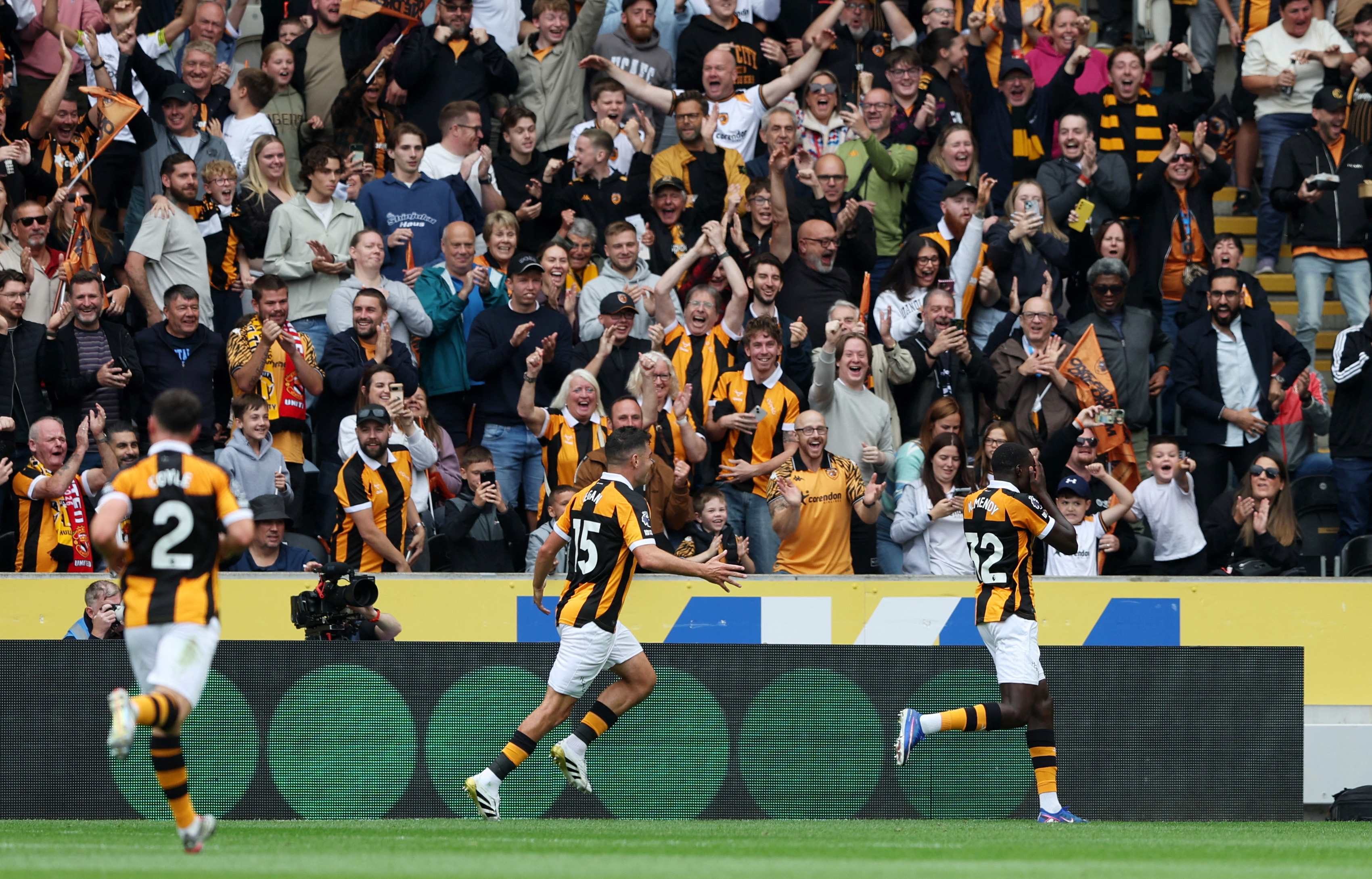 Soccer Football - Premier League - Hull City v Manchester United - MKM Stadium, Hull, Britain - August 22, 2026 Hull City's Nobel Mendy celebrates scoring their second goal REUTERS/Scott Heppell EDITORIAL USE ONLY. NO USE WITH UNAUTHORIZED AUDIO, VIDEO, D