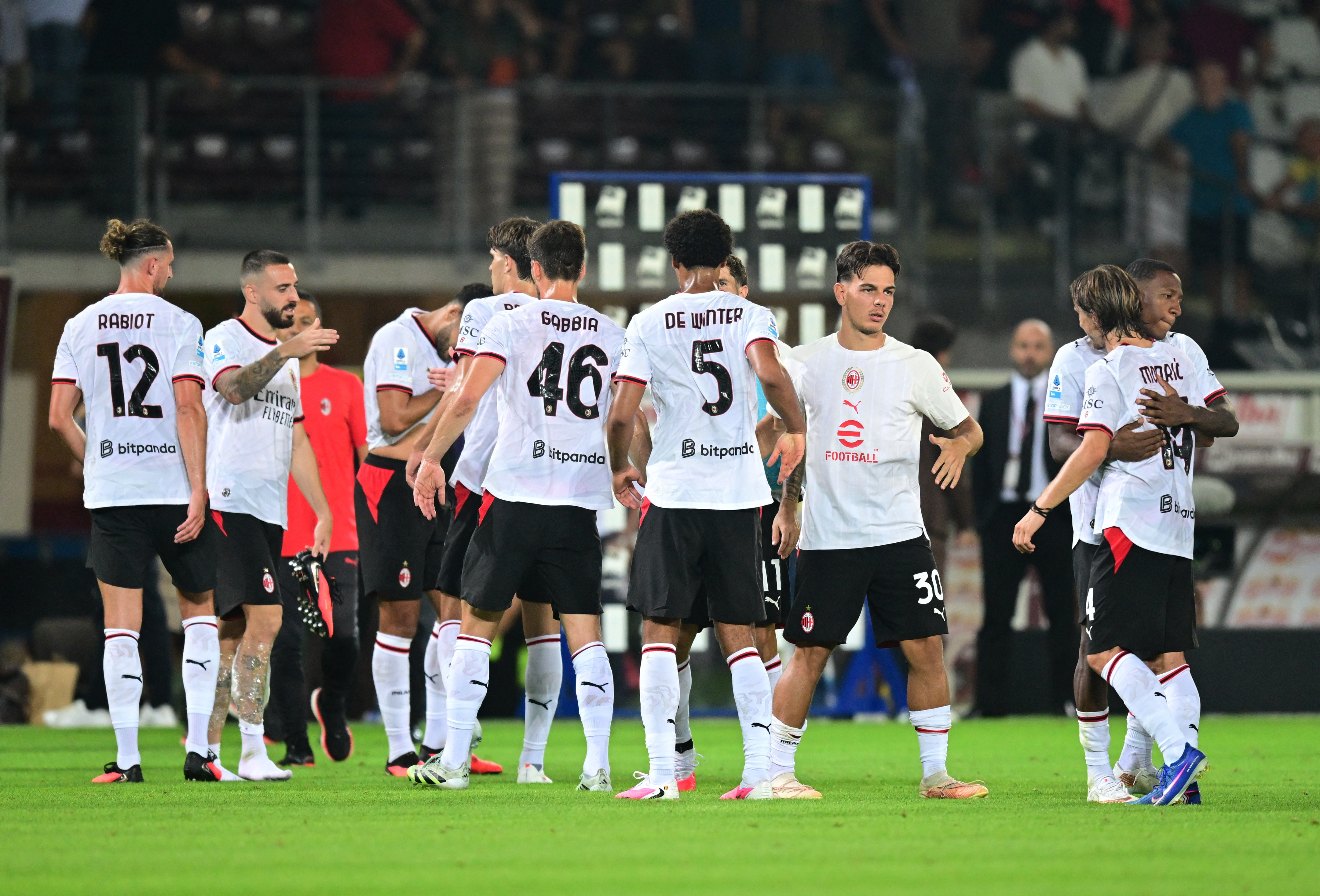Soccer Football - Serie A - Torino v AC Milan - Stadio Olimpico Grande Torino, Turin, Italy - August 23, 2026 AC Milan players celebrate after the match REUTERS/Daniele Mascolo
