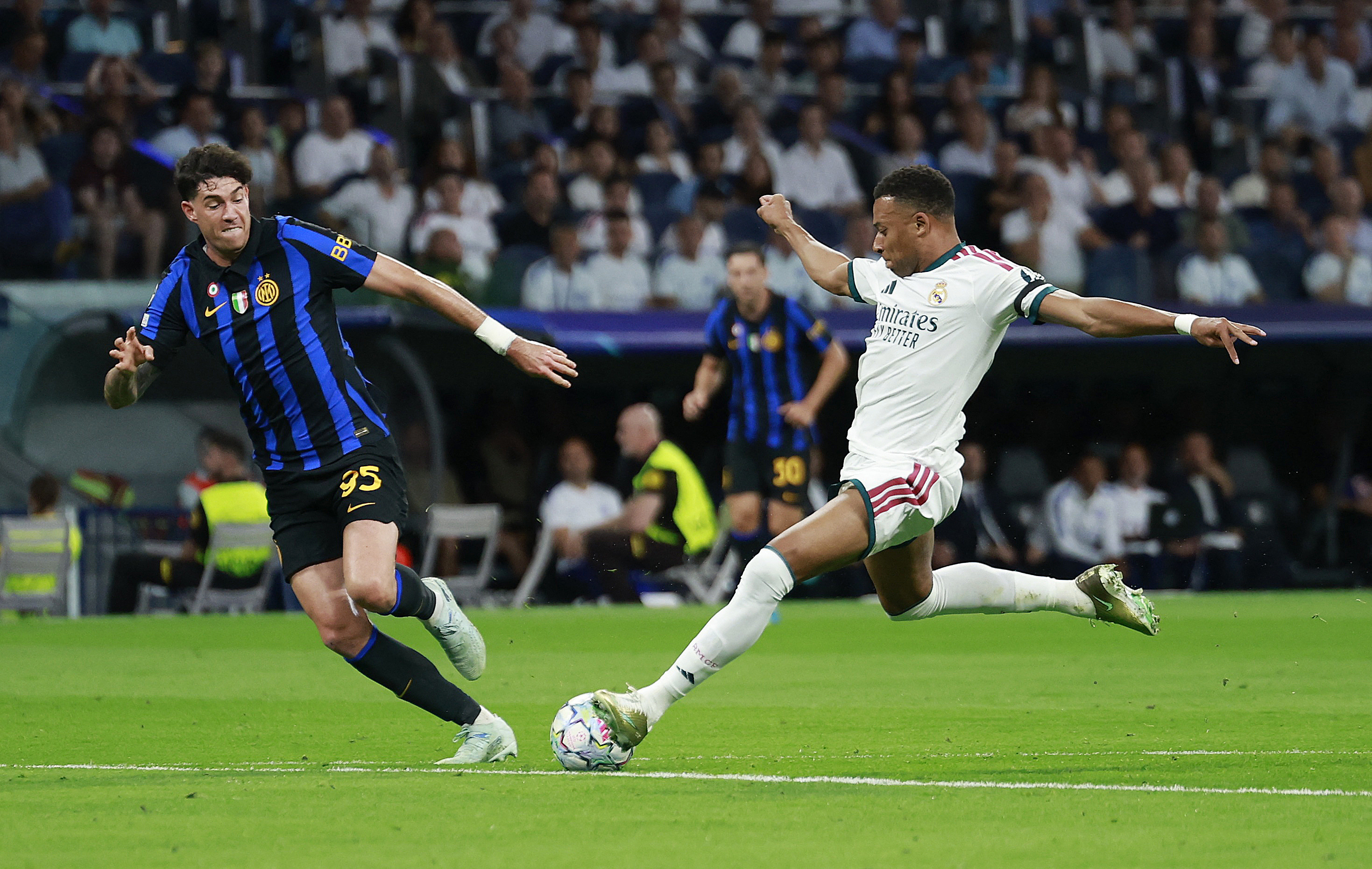 Soccer Football - UEFA Champions League - Real Madrid v Inter Milan - Estadio Bernabeu, Madrid, Spain - September 8, 2026 Real Madrid's Kylian Mbappe scores their first goal REUTERS/Violeta Santos Moura