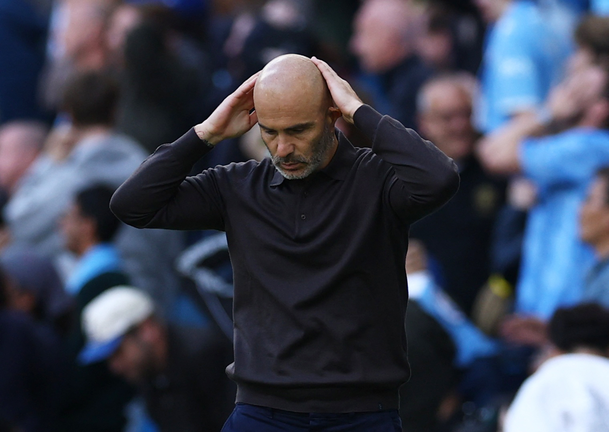 Soccer Football - Premier League - Manchester City v Sunderland - Etihad Stadium, Manchester, Britain - September 20, 2026 Manchester City manager Enzo Maresca reacts REUTERS/Phil Noble EDITORIAL USE ONLY. NO USE WITH UNAUTHORIZED AUDIO, VIDEO, DATA, FIXT