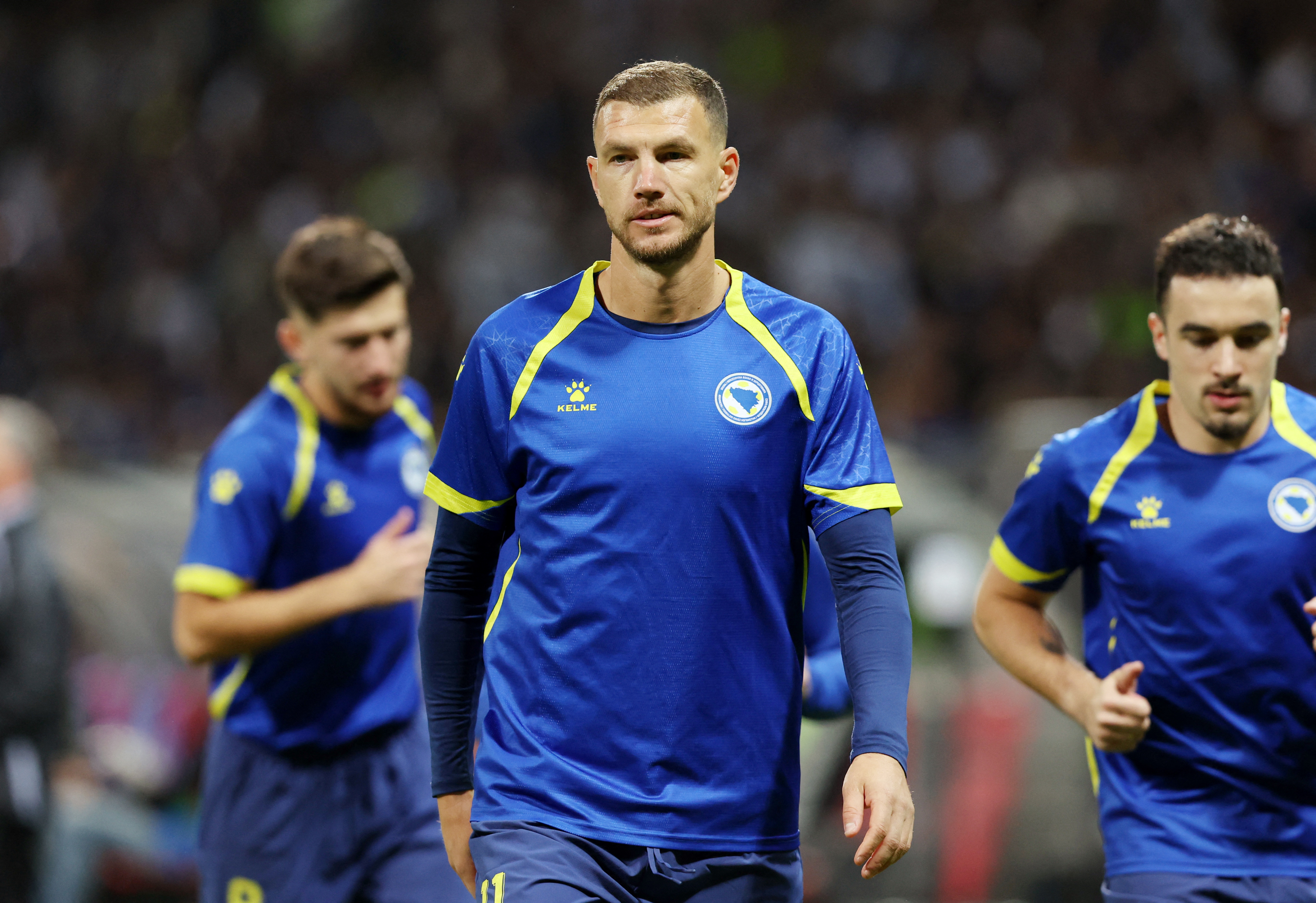 Soccer Football - Nations League - Group B4 - Bosnia and Herzegovina v Sweden - Bilino Polje Stadium, Zenica, Bosnia and Herzegovina - October 2, 2026 Bosnia and Herzegovina's Edin Dzeko during the warm up before the match REUTERS/Amel Emric