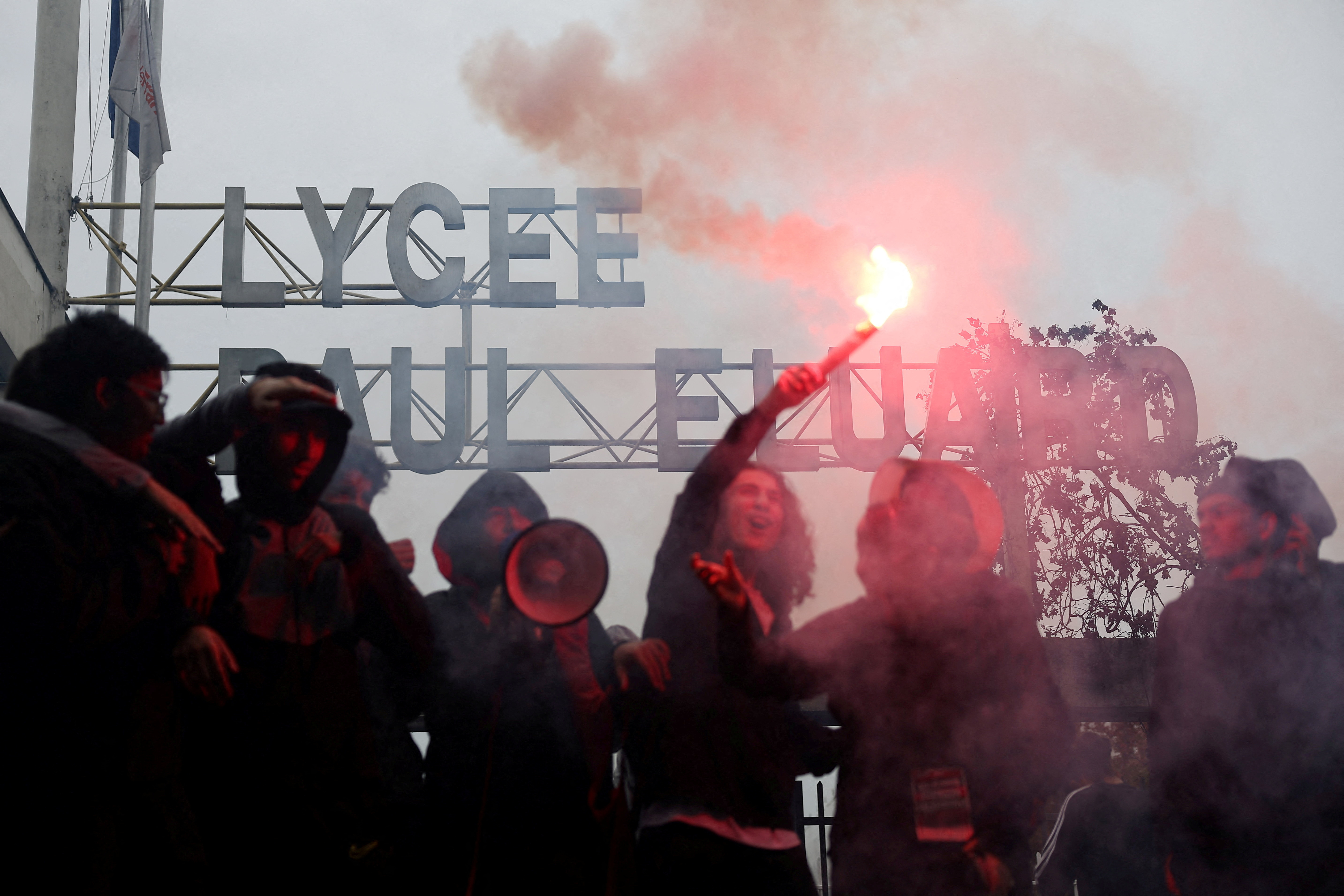 FILE PHOTO: French high school students block the access to the Lycee Paul Eluard high school