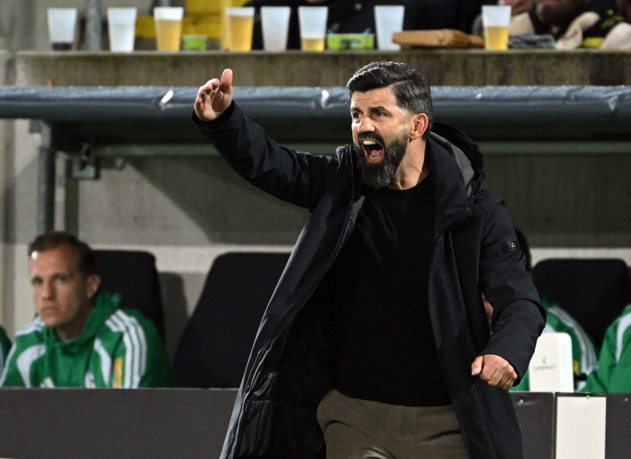 Soccer Football - DFB Cup - Second Round - Dynamo Dresden v Schalke 04 - Rudolf Harbig Stadion, Dresden, Germany - October 28, 2026  Schalke 04 coach Miron Muslic reacts REUTERS/Annegret Hilse DFB REGULATIONS PROHIBIT ANY USE OF PHOTOGRAPHS AS IMAGE SEQUE