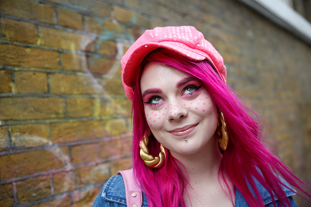 Musician "Girli" poses for a portrait during London Fashion Week in London