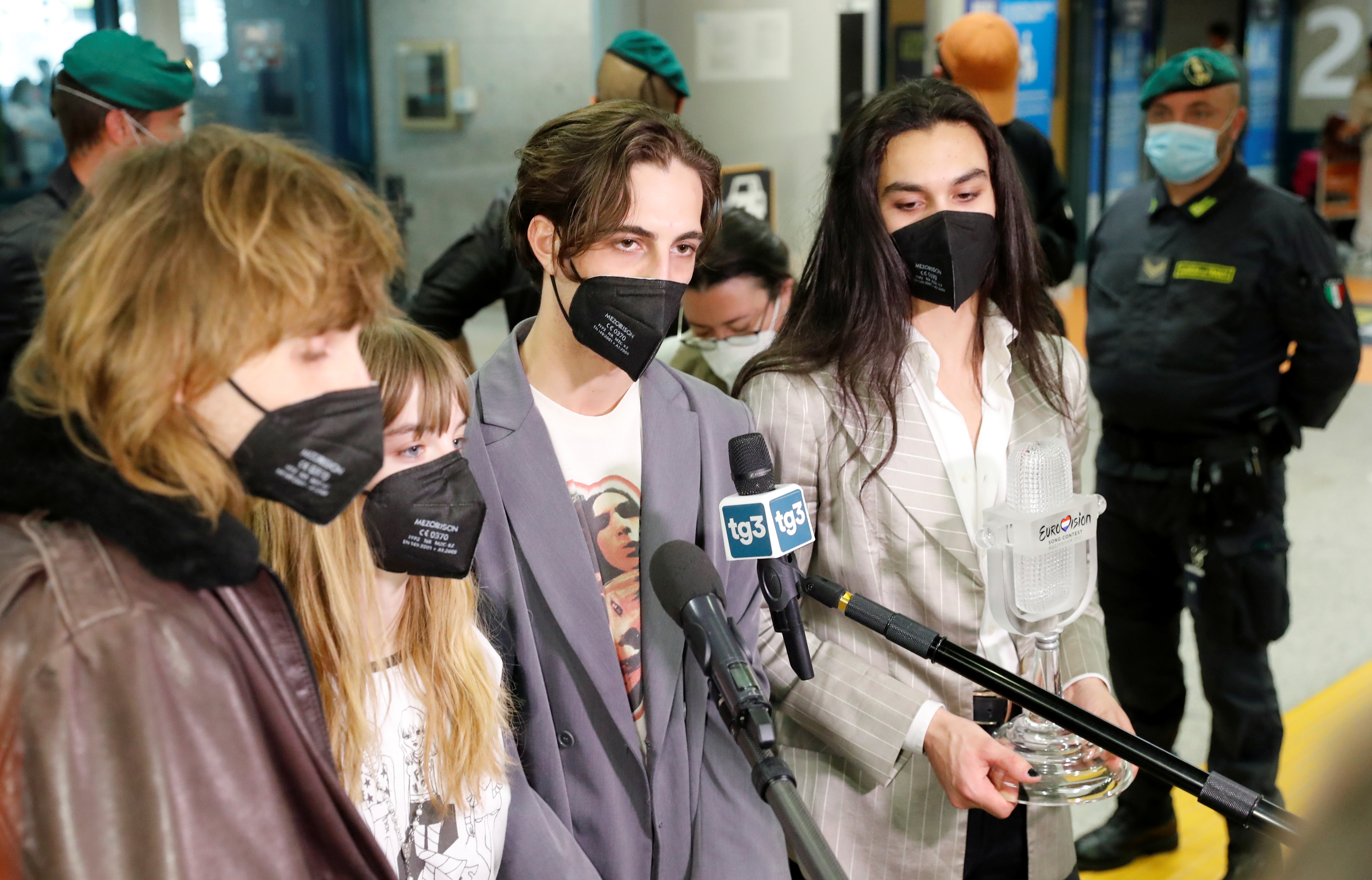 Italian rock band Maneskin returns to Italy following their 2021 Eurovision Song Contest victory