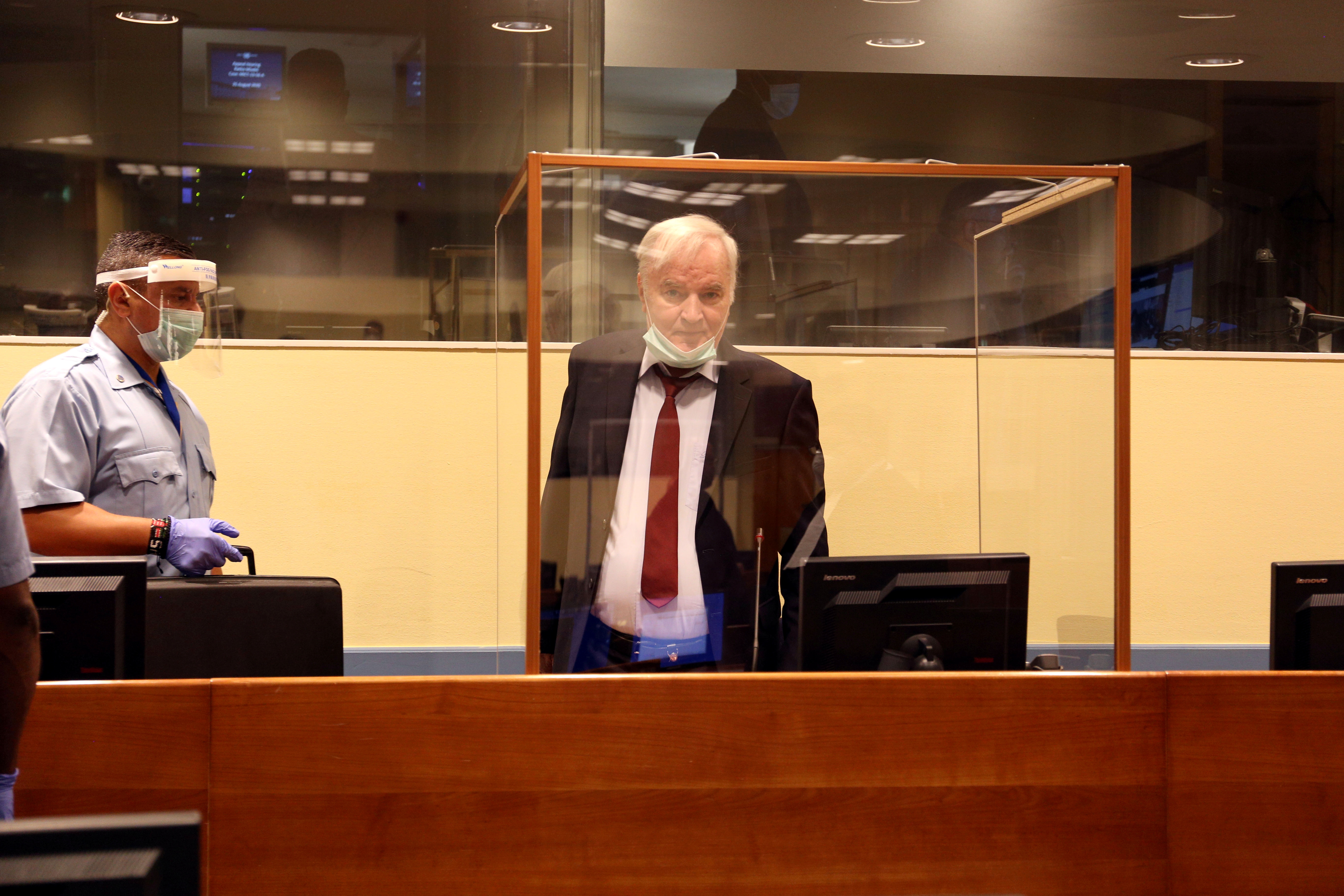 FILE PHOTO: Former Bosnian Serb military leader Ratko Mladic attends his appeal hearing in The Hague