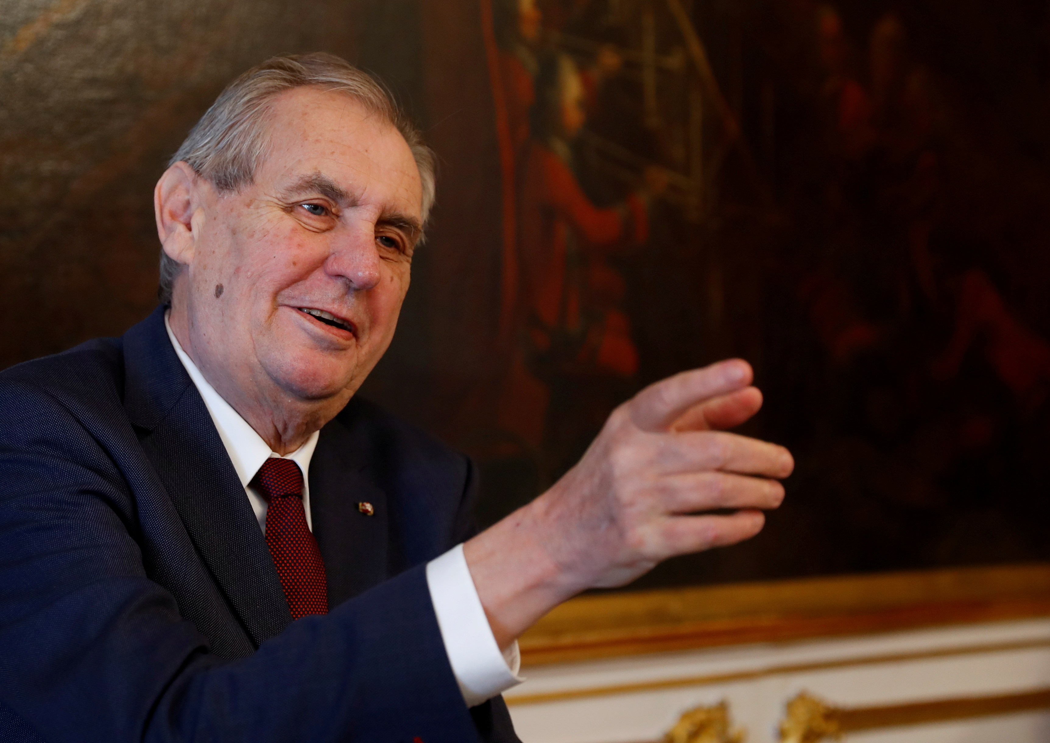 FILE PHOTO: Czech President Zeman gestures in Vienna