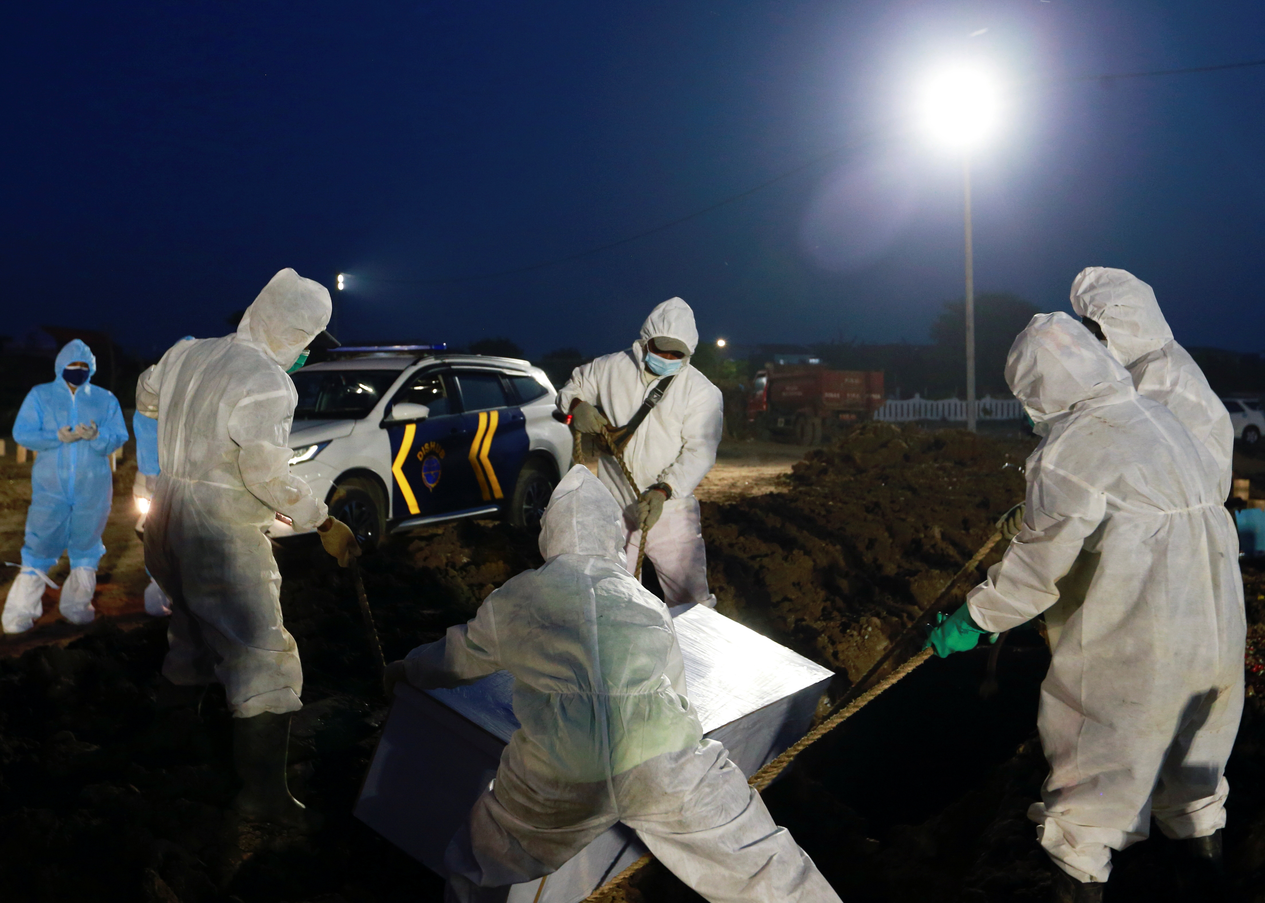 Burial area provided by the government for the victims of COVID-19 pandemic as cases surge in Jakarta