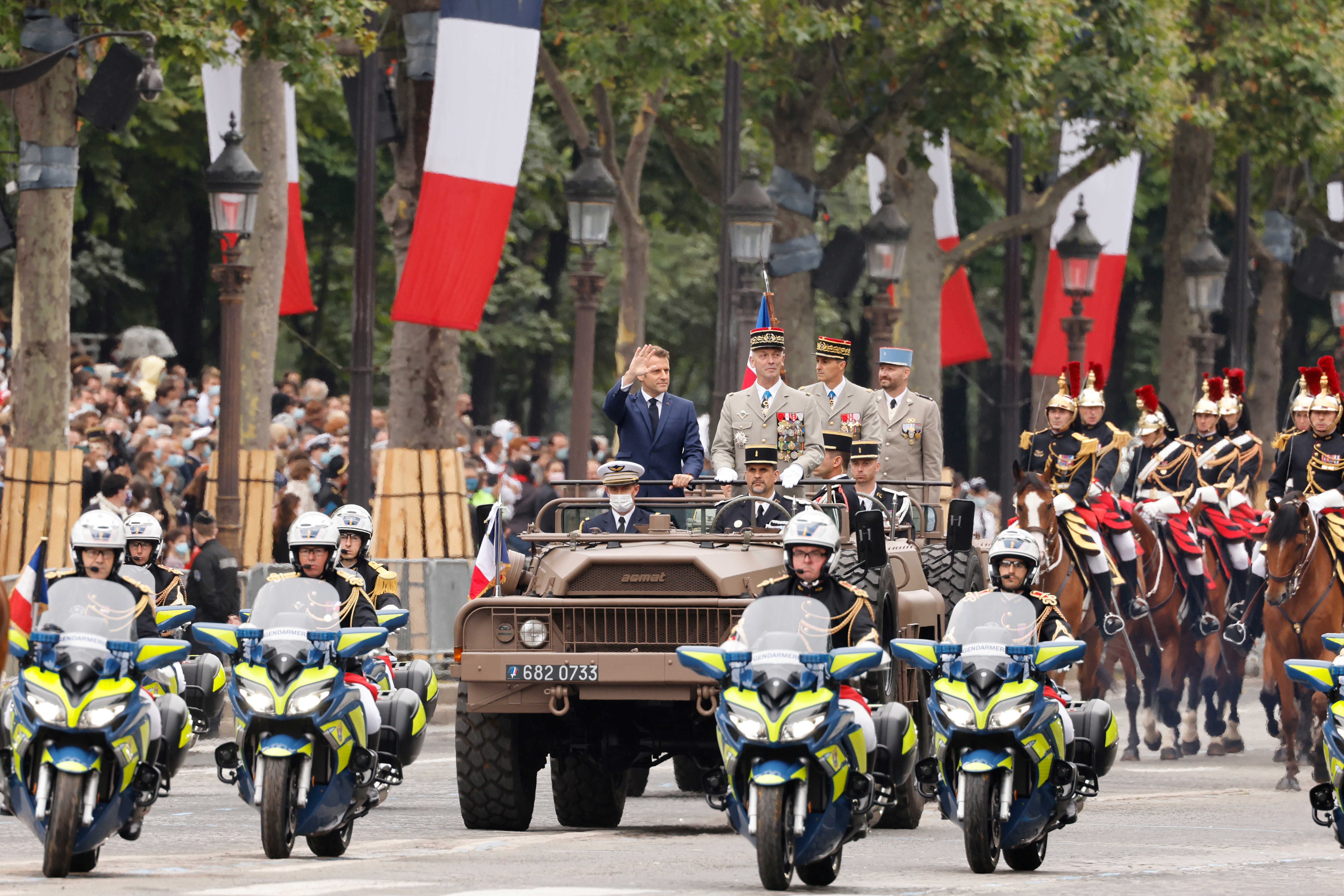 Bastille Day military parade on the Champs-Elysees avenue in Paris
