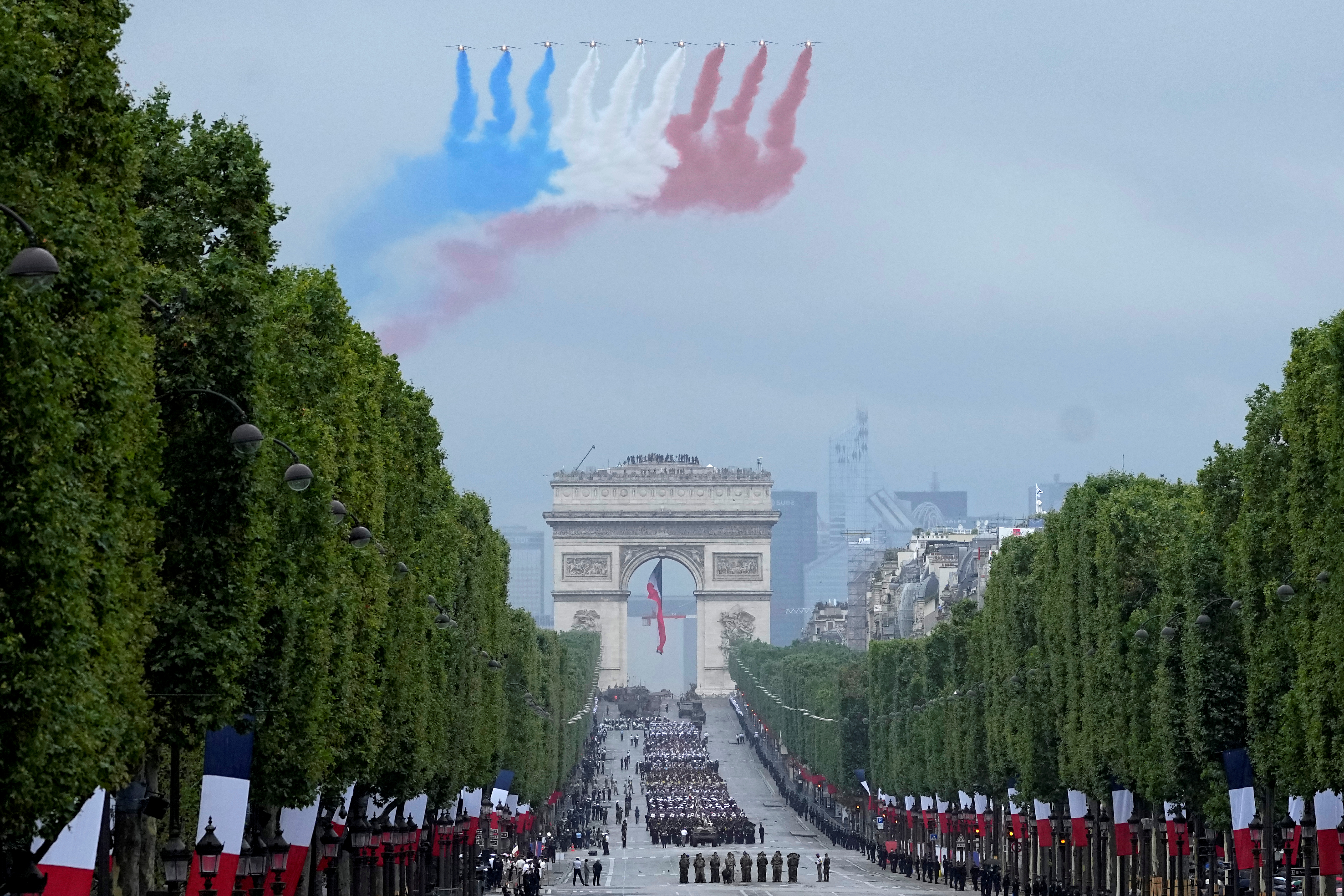 Bastille Day military parade on the Champs-Elysees avenue in Paris