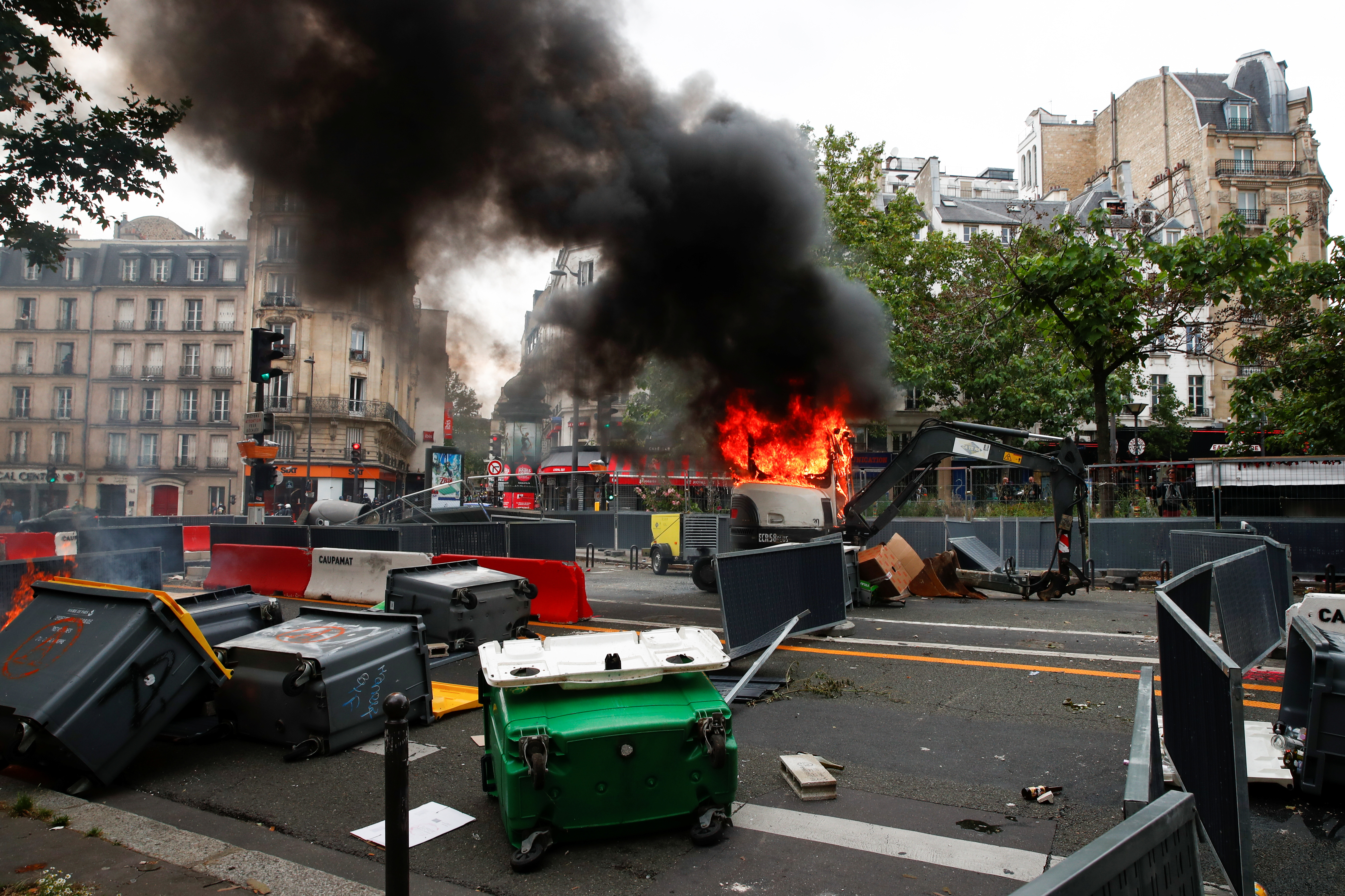 Protest against measures announced by French President Macron to fight the COVID-19 outbreak, in Paris
