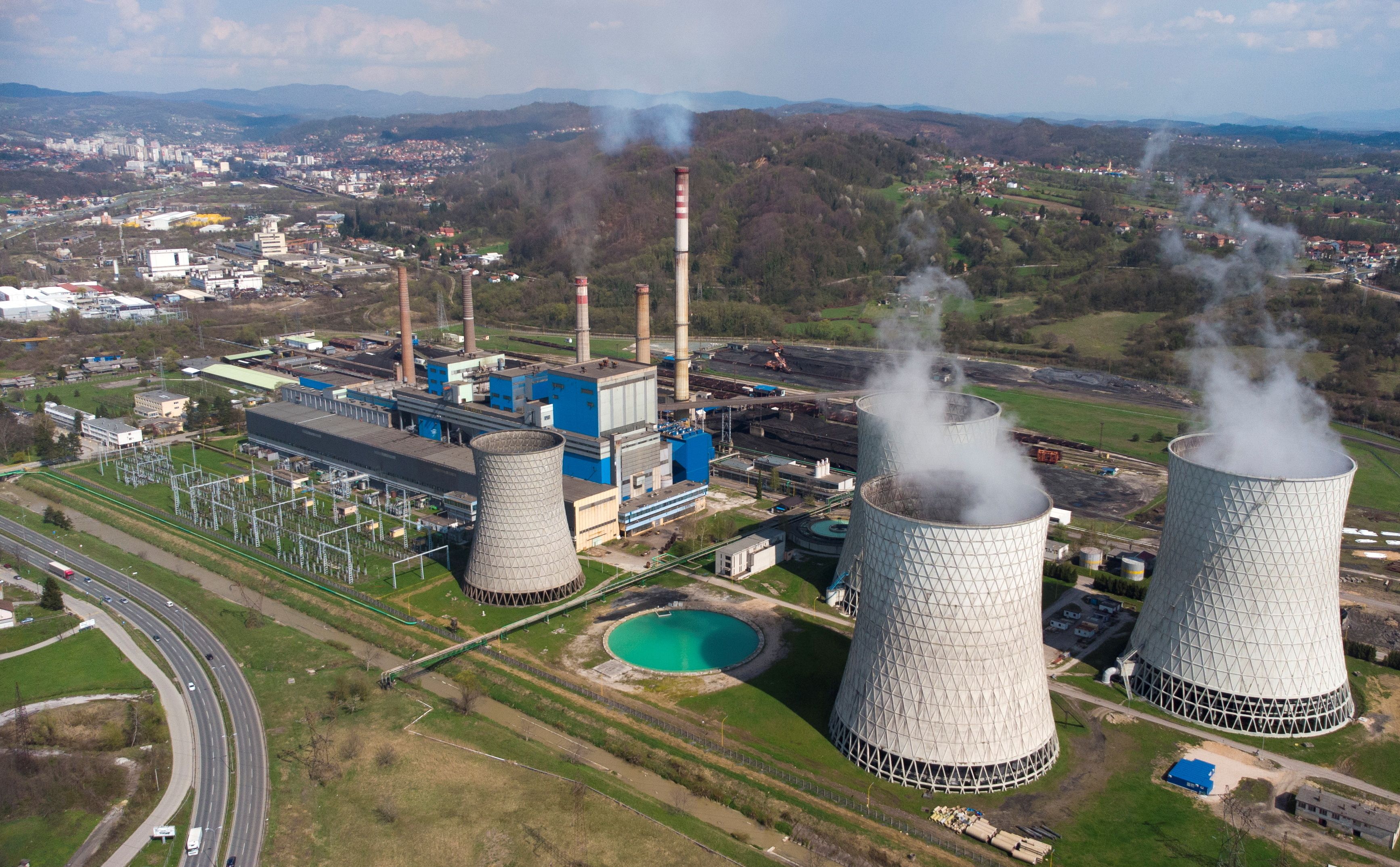 FILE PHOTO: Aerial view of the thermal power plant in Tuzla, Bosnia and Herzegovina