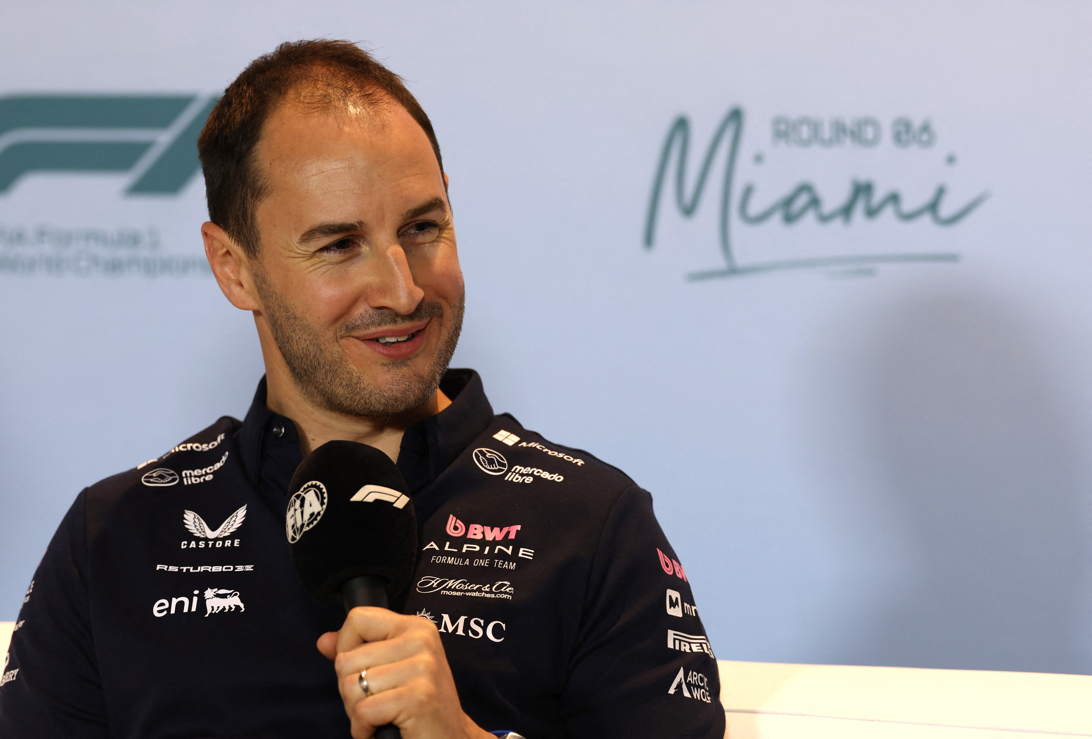 Formula One F1 - Miami Grand Prix - Miami International Autodrome, Miami, Florida, United States - May 2, 2025 Alpine team principal Oliver Oakes during the press conference REUTERS/Ricardo Arduengo