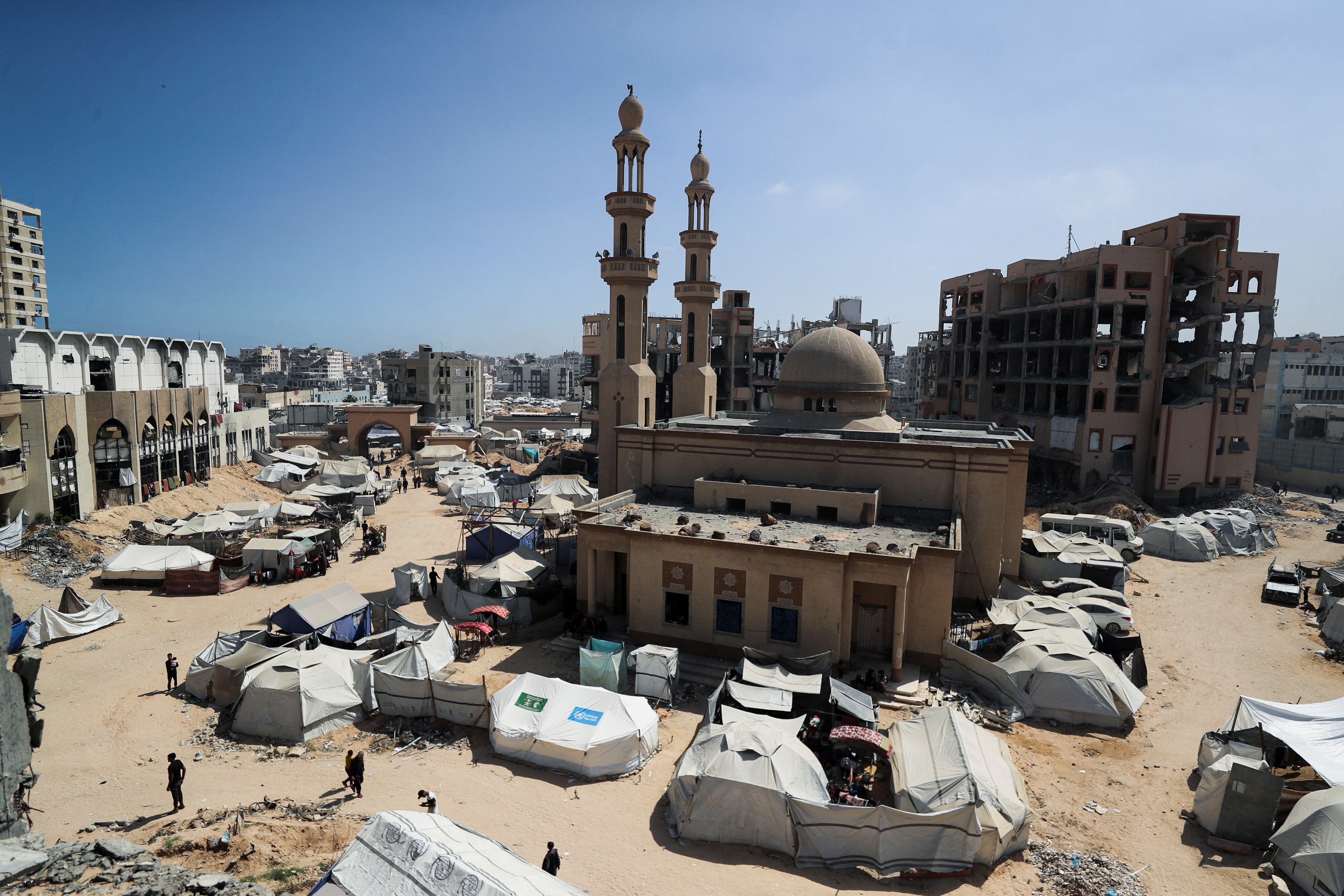 Palestinci raseljeni zbog izraelske vojne ofenzive, sklonište u šatorima