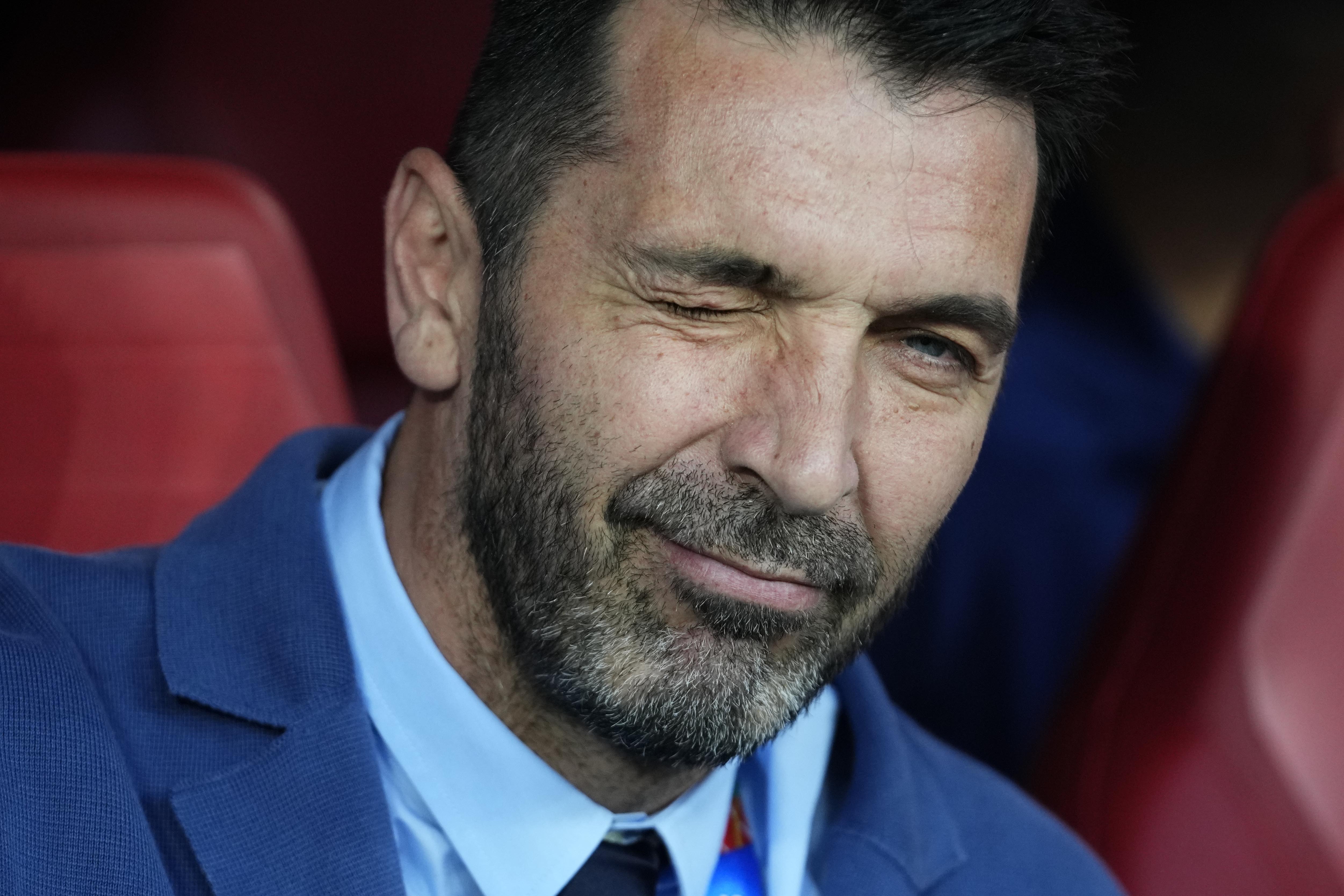 Italian soccer legend Gianluigi Buffon arrives for a Group B match