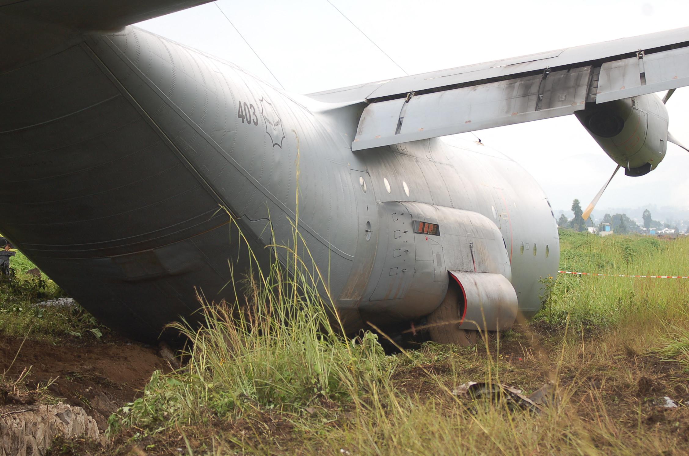 The wreckage of a South African military plane