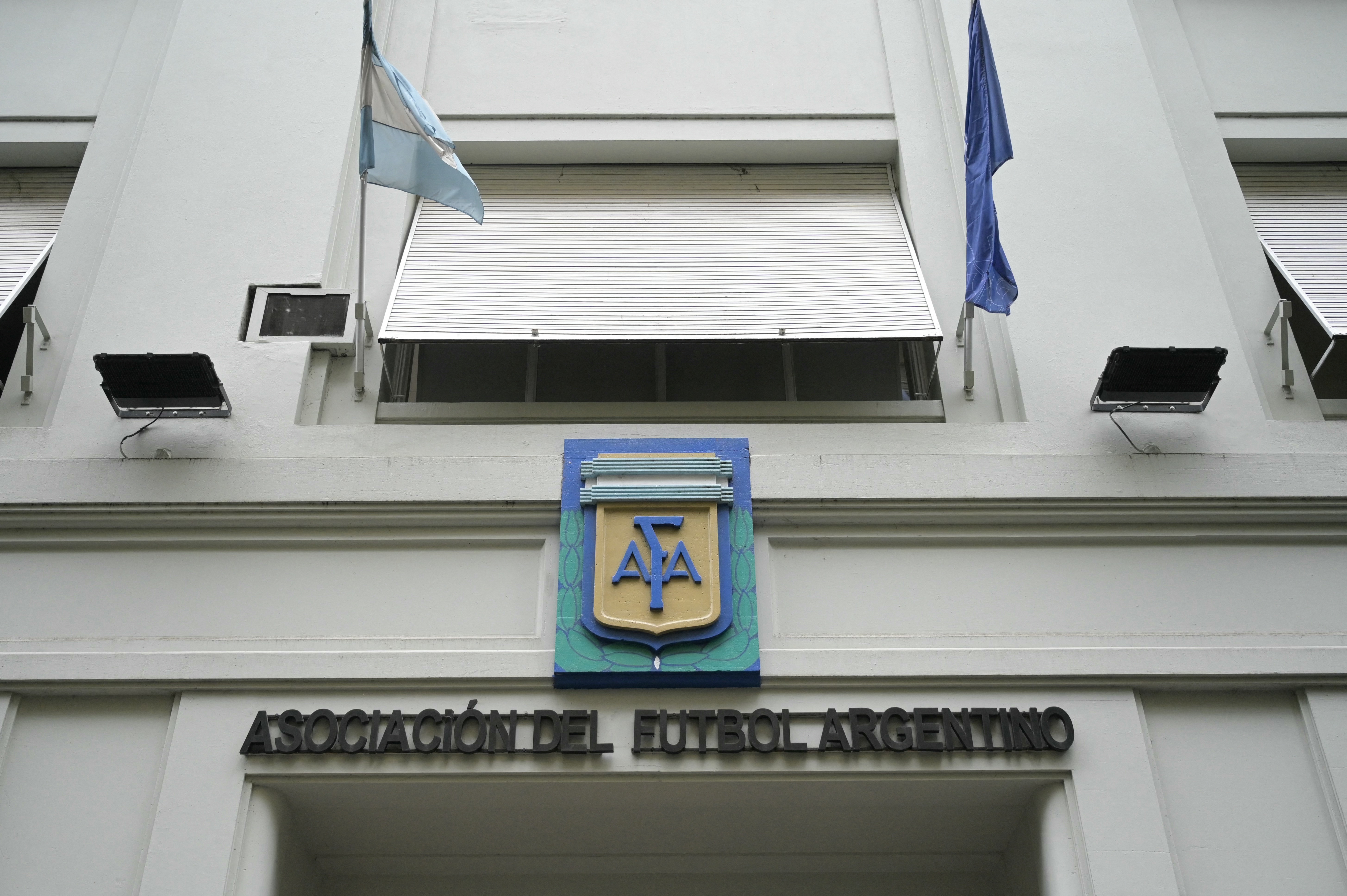 View of the Argentine Football Association (AFA) headquarters, where Federal Police are raiding in Buenos Aires on December 9, 2025. (Photo by JUAN MABROMATA / AFP)