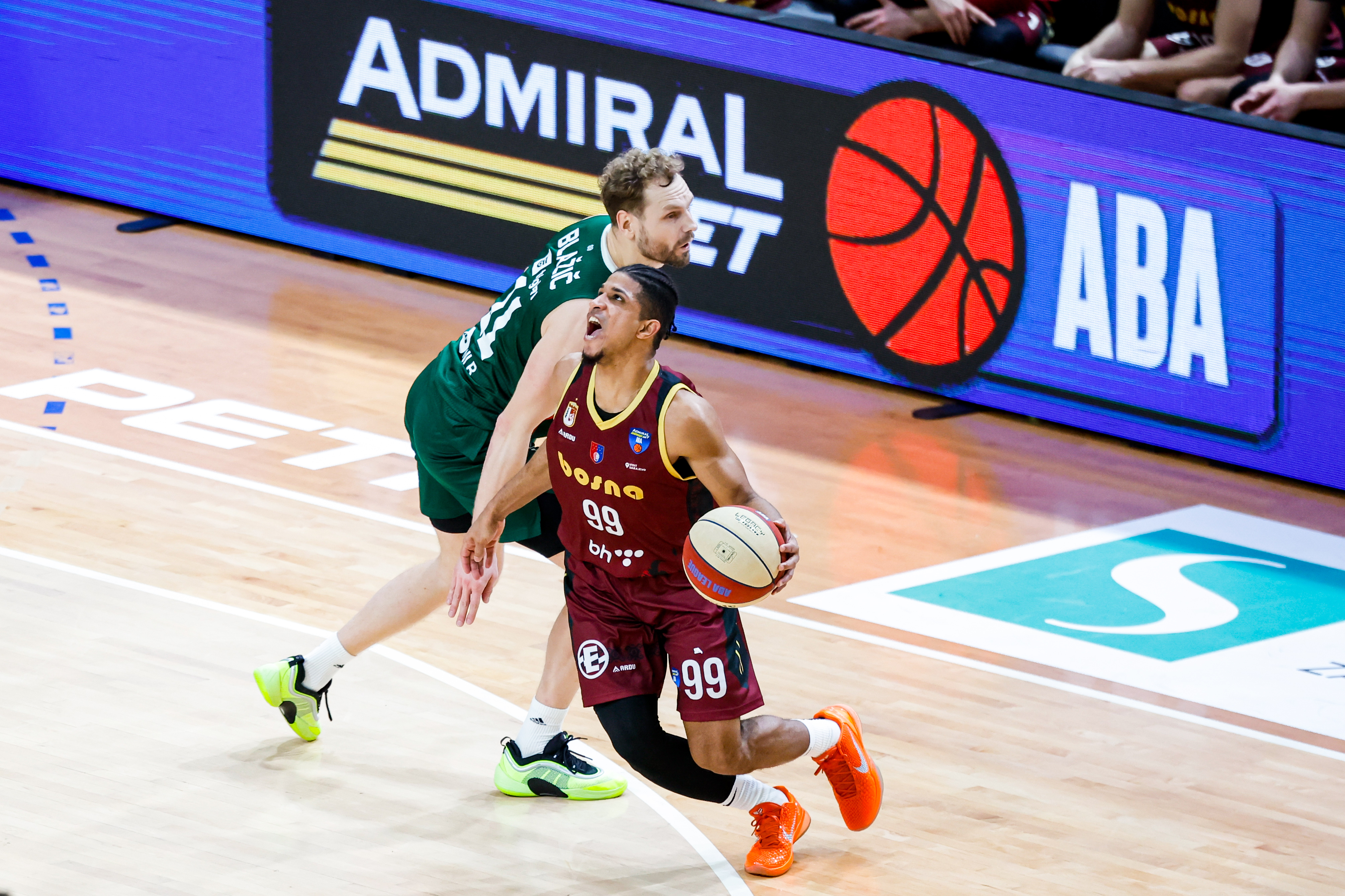 in action during AdmiralBet ABA League 2025/2026 basketball match between Cedevita Olimpija (SLO) and Bosna BH Telecom (BiH) in Tivoli Hall, Ljubljana, Slovenia on December 13, 2025