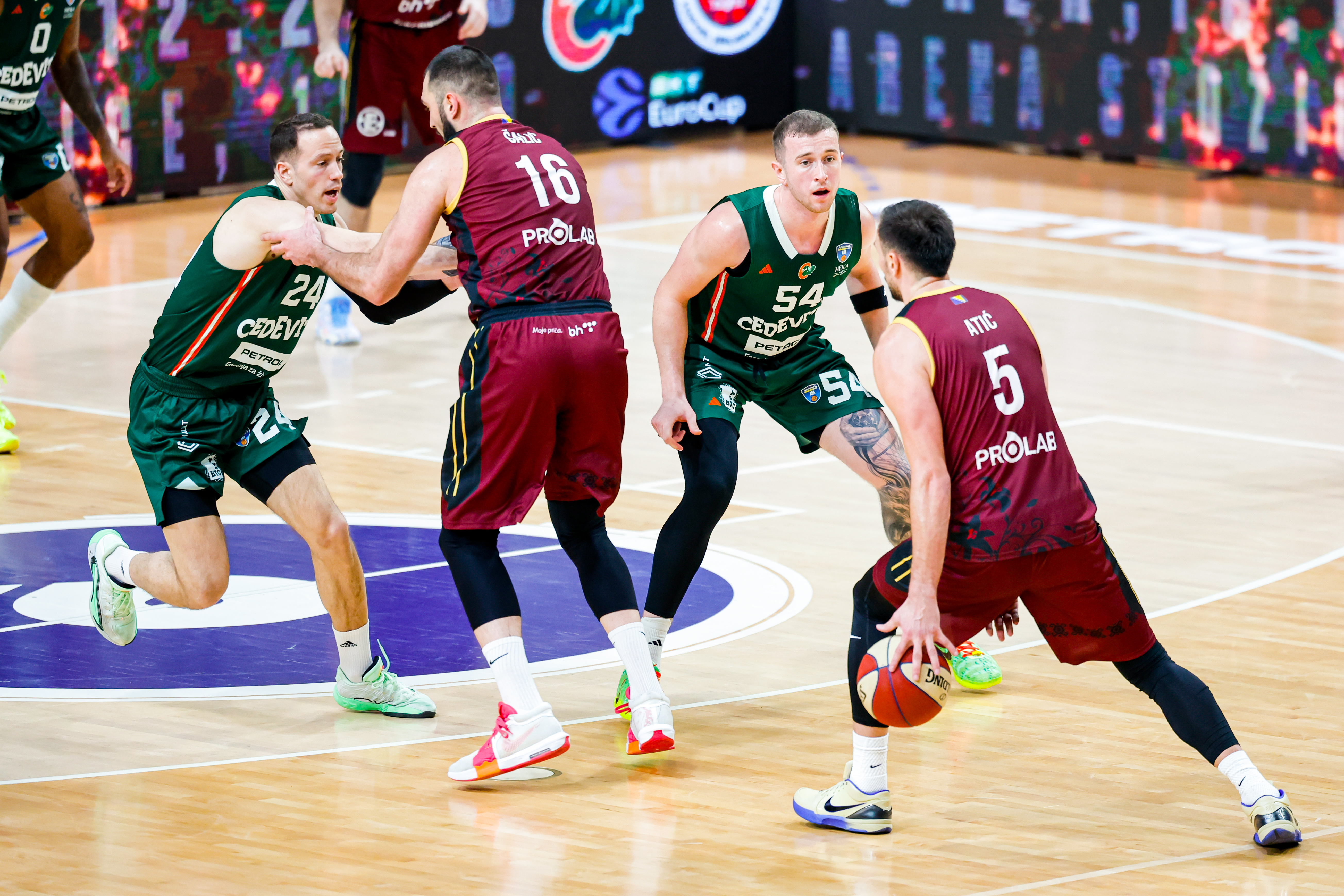 in action during AdmiralBet ABA League 2025/2026 basketball match between Cedevita Olimpija (SLO) and Bosna BH Telecom (BiH) in Tivoli Hall, Ljubljana, Slovenia on December 13, 2025