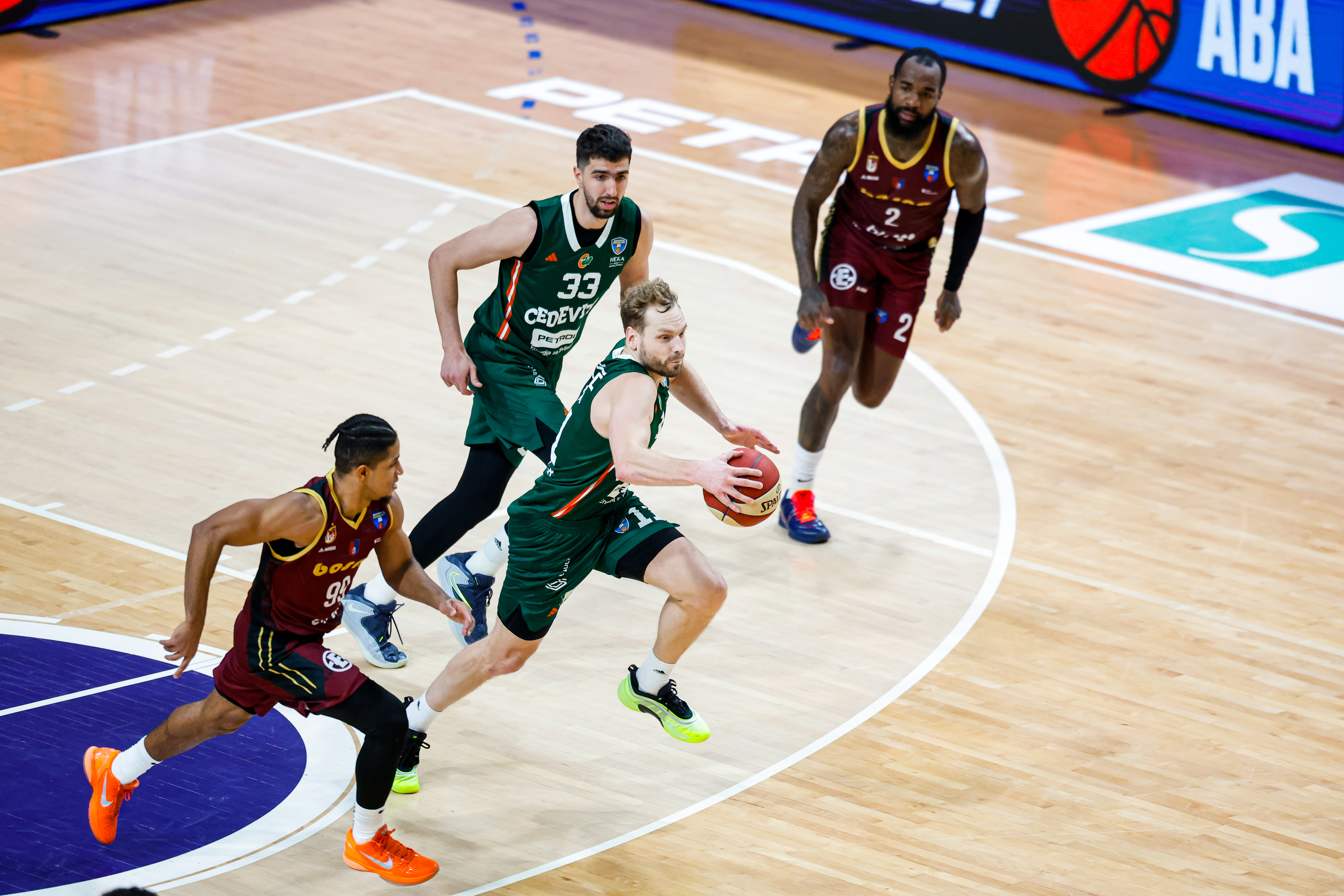 in action during AdmiralBet ABA League 2025/2026 basketball match between Cedevita Olimpija (SLO) and Bosna BH Telecom (BiH) in Tivoli Hall, Ljubljana, Slovenia on December 13, 2025