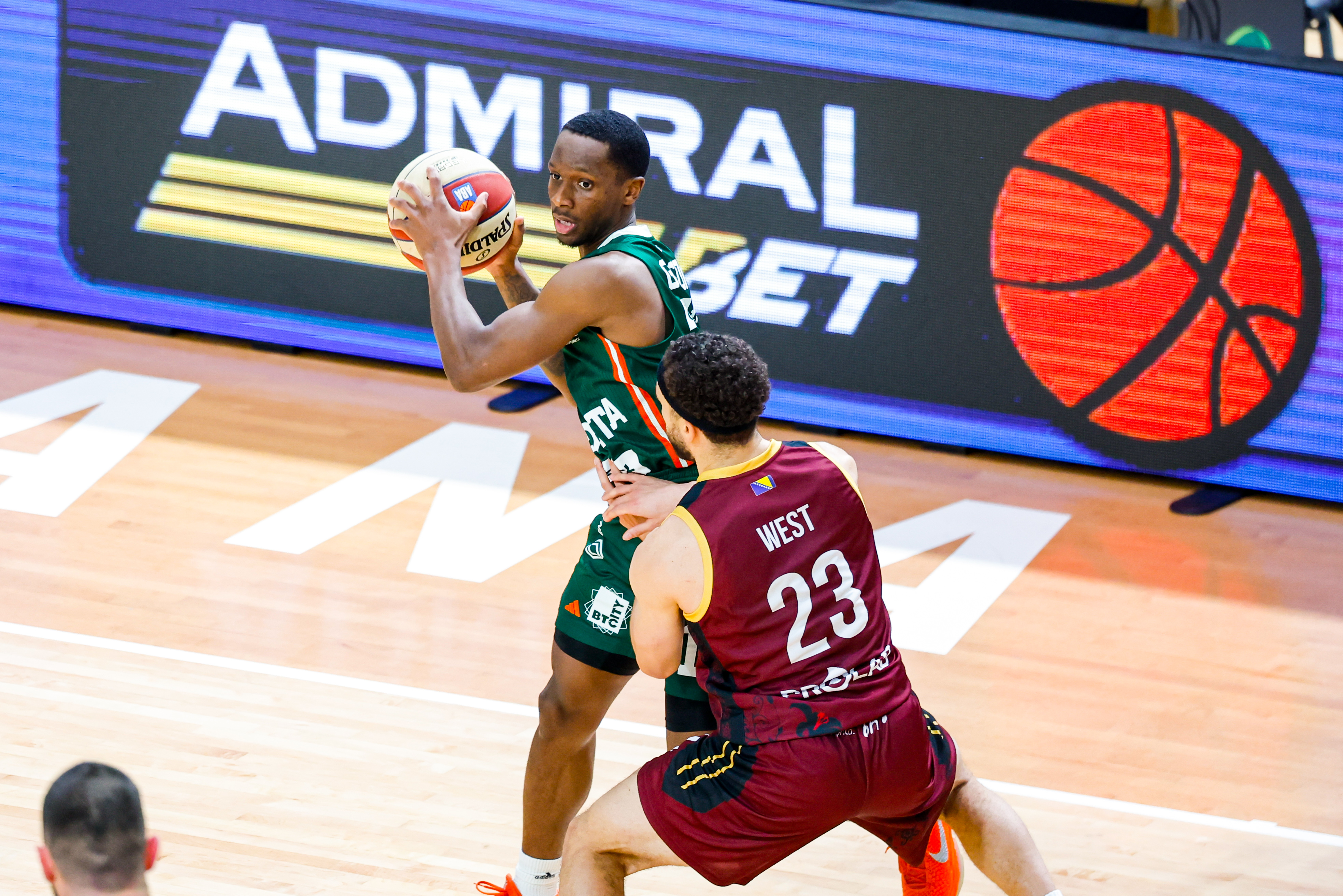 in action during AdmiralBet ABA League 2025/2026 basketball match between Cedevita Olimpija (SLO) and Bosna BH Telecom (BiH) in Tivoli Hall, Ljubljana, Slovenia on December 13, 2025