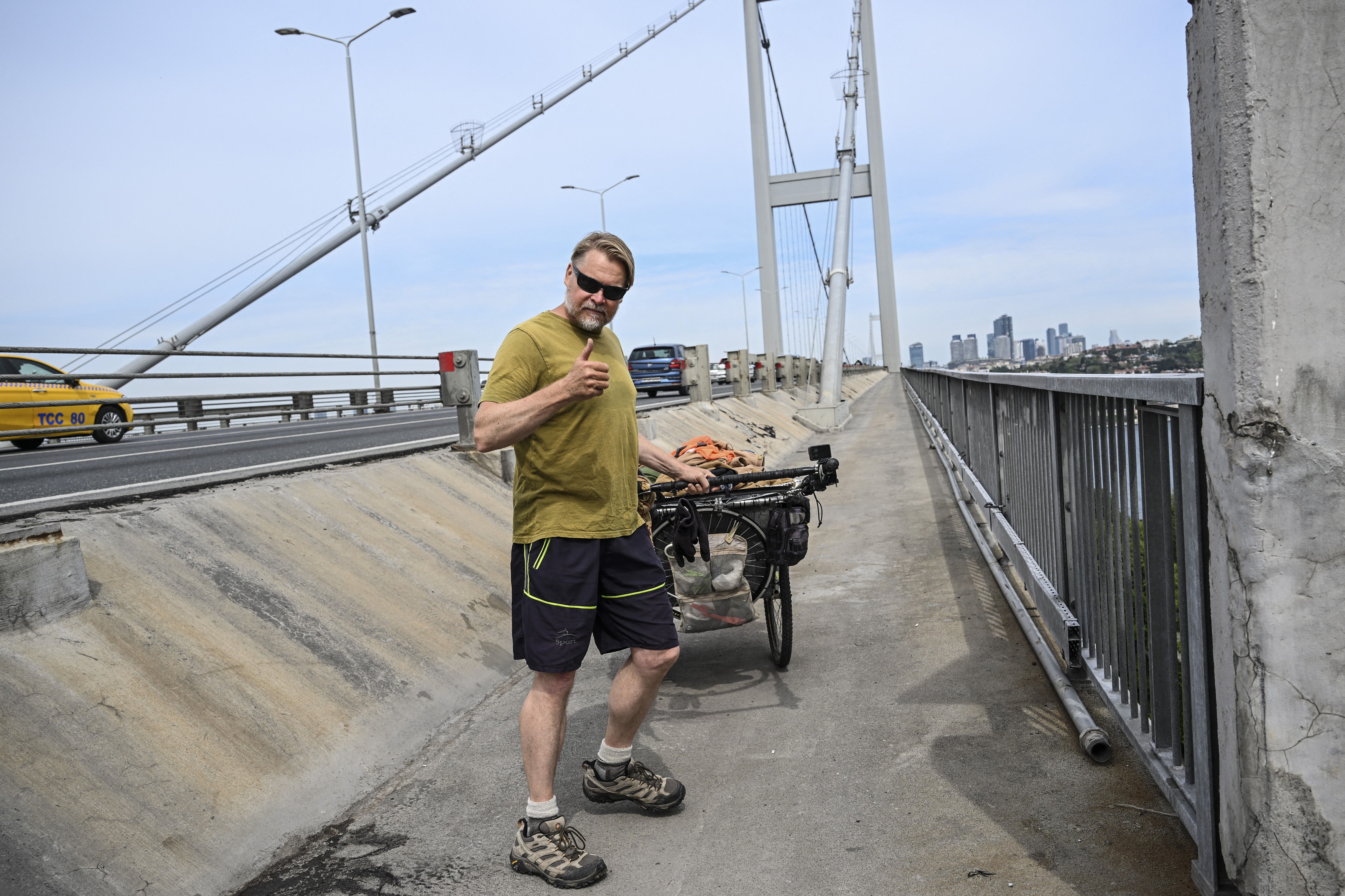 ISTANBUL, TURKIYE - MAY 2: British traveler Karl Bushby crosses the 15 July