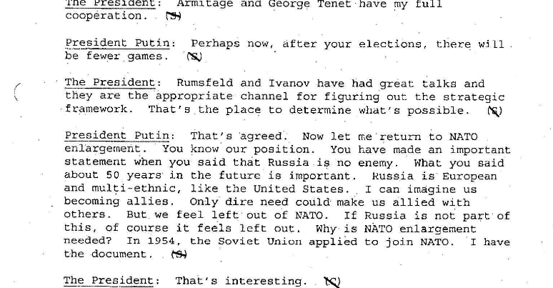 bush putin transkript