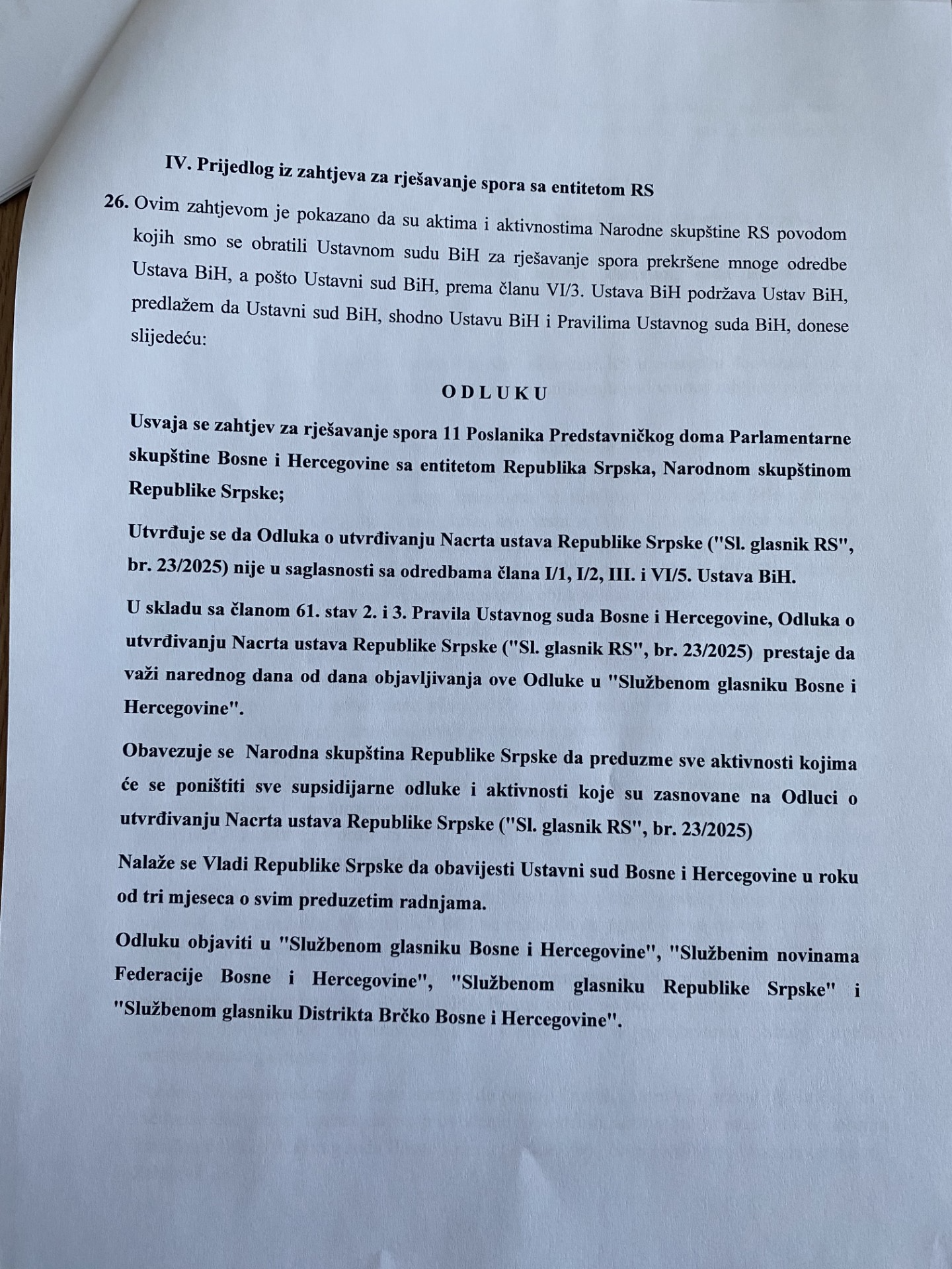 Zahtjev SDA i DF-a za rješavanje spora s entitetom Republika Srpska