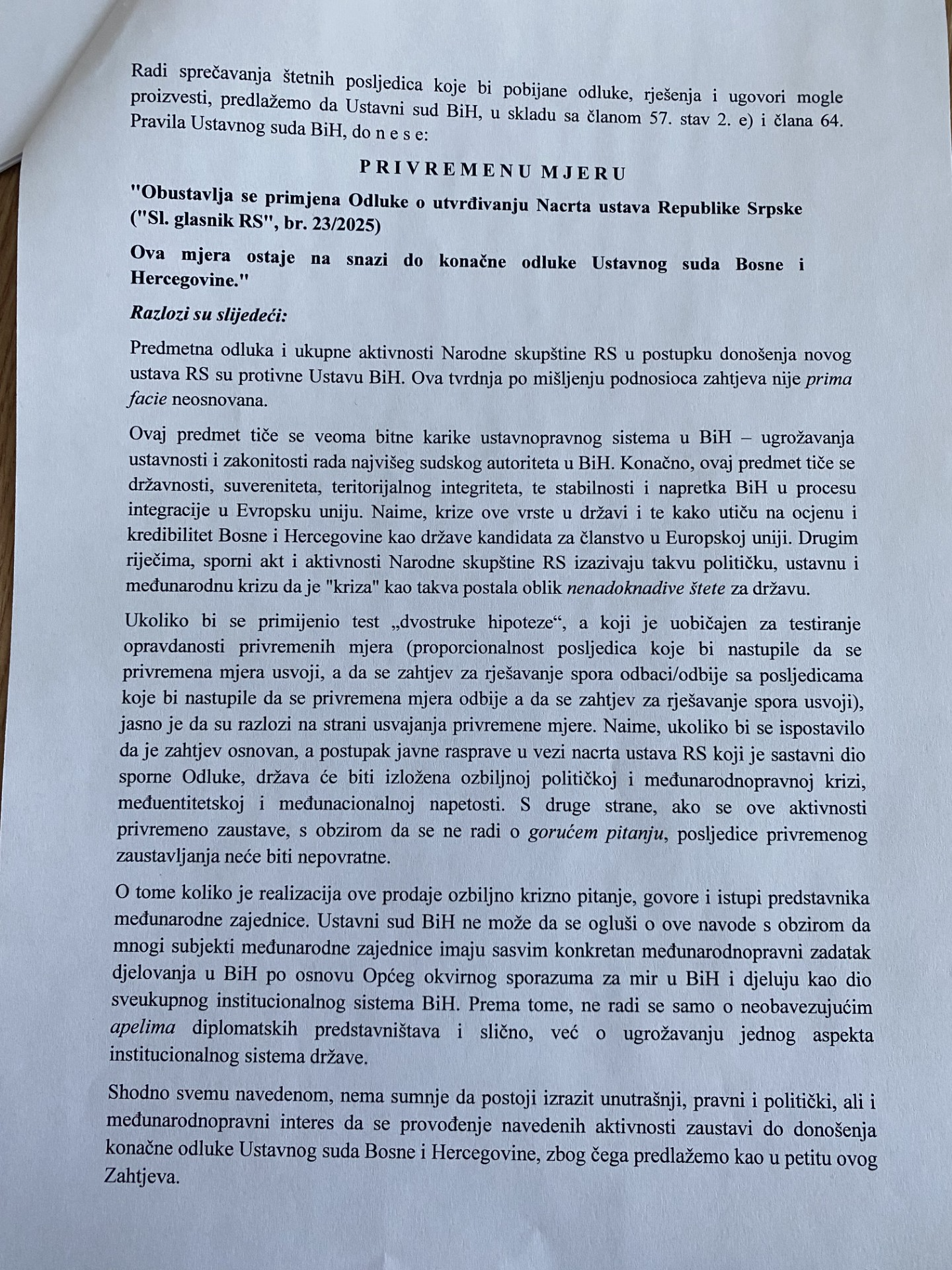 Zahtjev SDA i DF-a za rješavanje spora s entitetom Republika Srpska