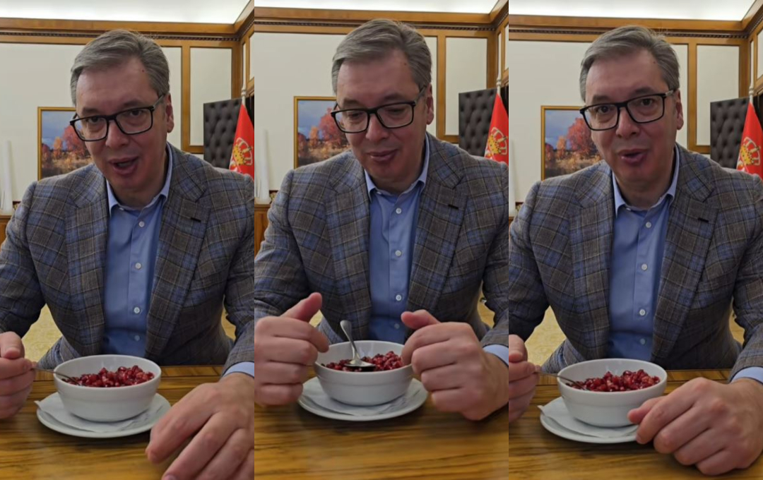 Aleksandar Vučić jede nar