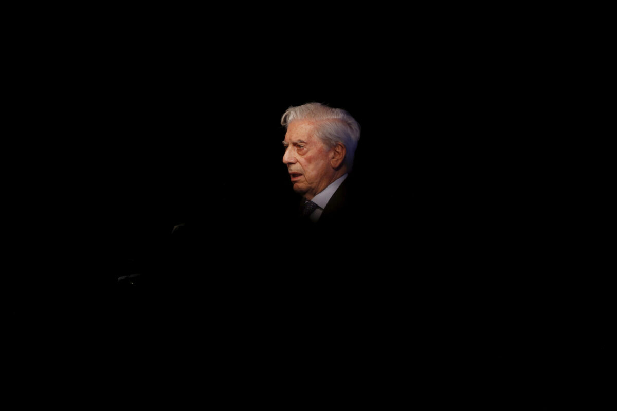 FILE PHOTO: Vargas Llosa, Peruvian writer and recipient of the 2010 Nobel Prize in Literature, speaks during a seminar as part of his 80th birthday celebrations in Madrid