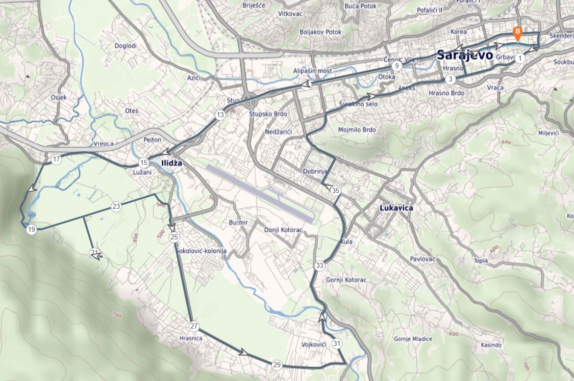 Trasa utrke SARAJEVO MARATHON 2025