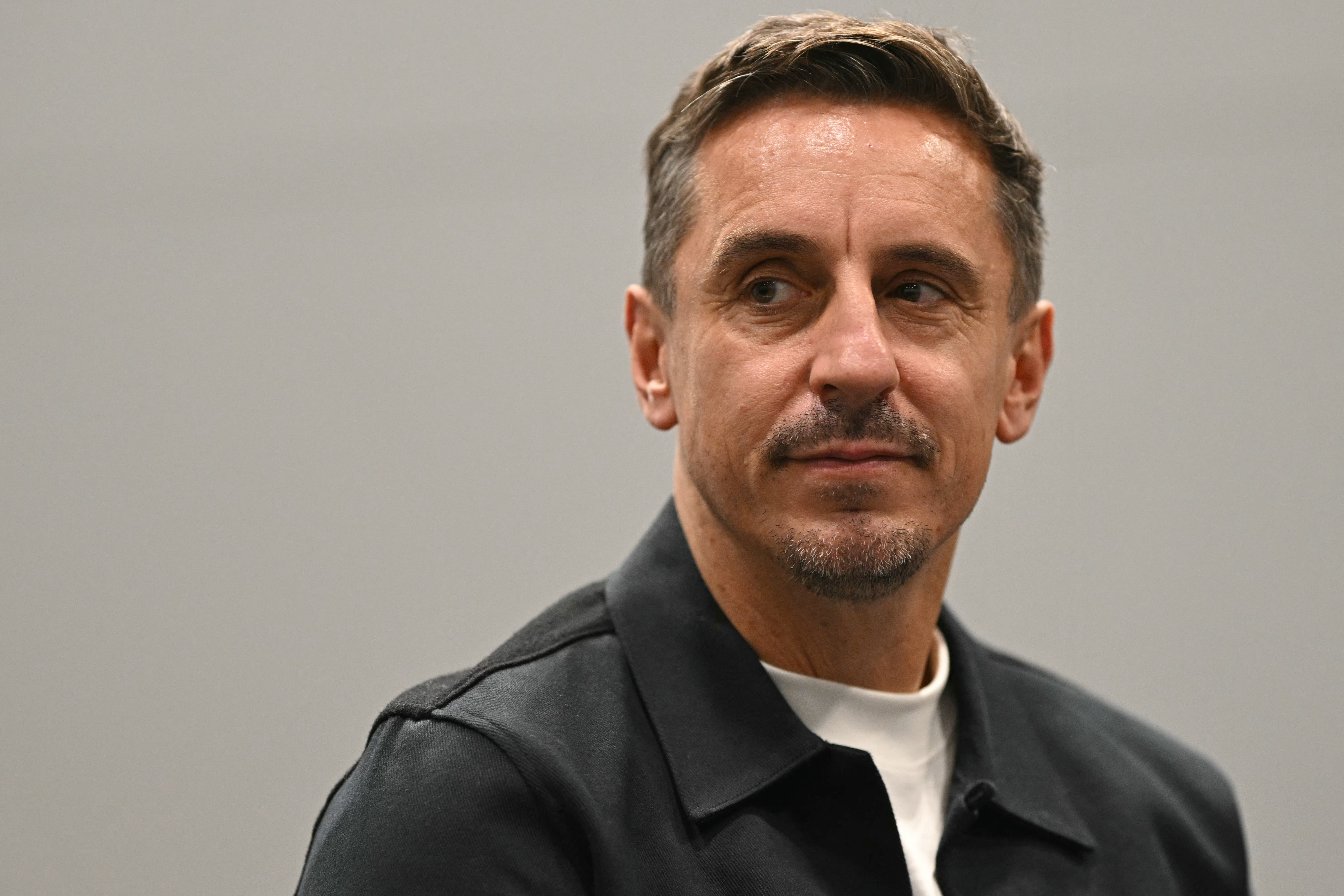 Former footballer Gary Neville prepares to take part in an English Football League panel fringe event on the second day of the annual Labour Party conference in Liverpool, north-west England, on September 23, 2024. (Photo by Oli SCARFF / AFP)