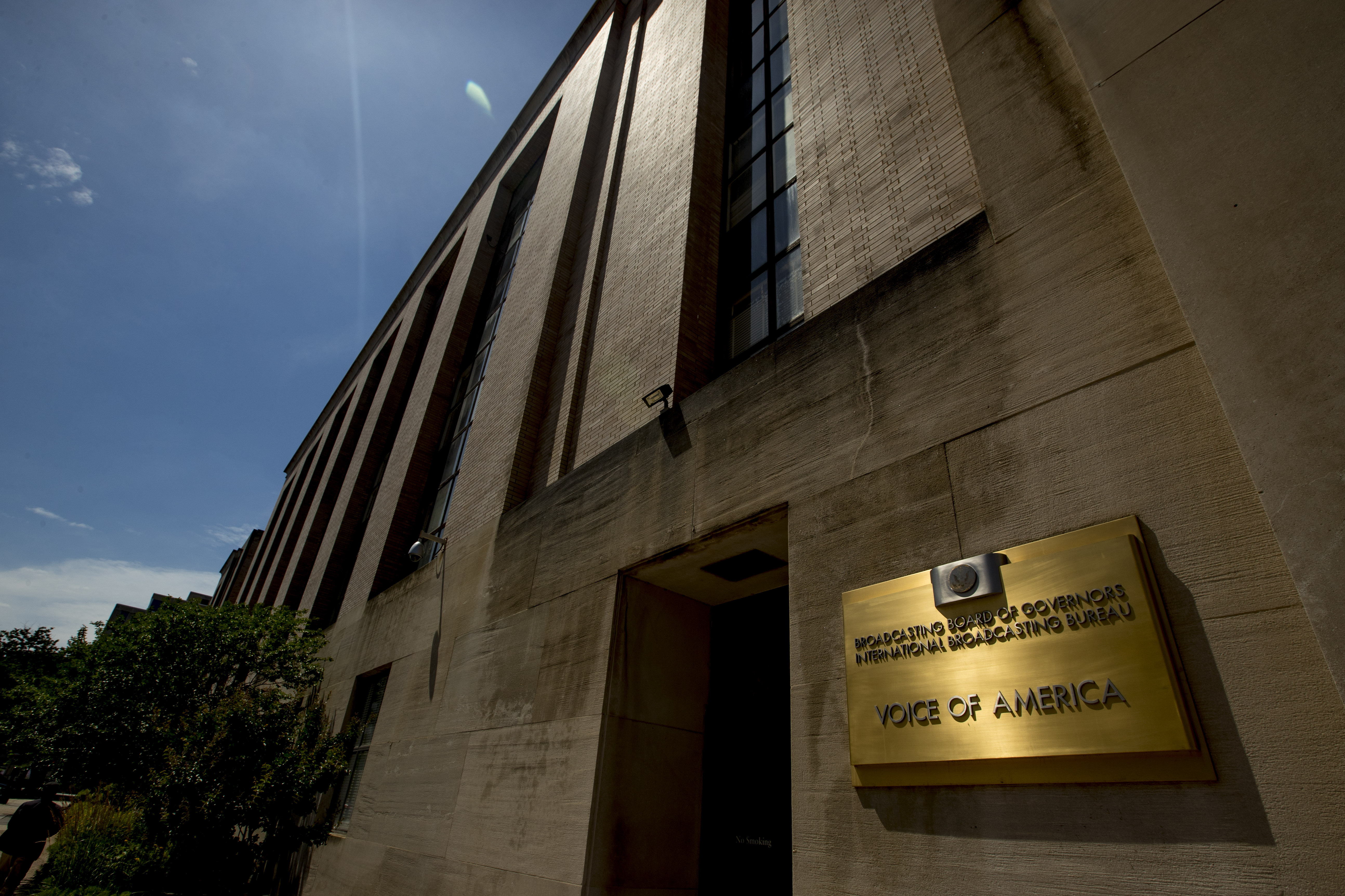 FILE - The Voice of America building is photographed June 15, 2020, in Washington. (AP Photo/Andrew Harnik, File)