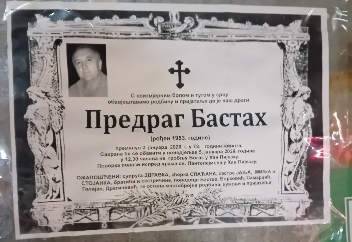 predrag bastah smrtovnica
