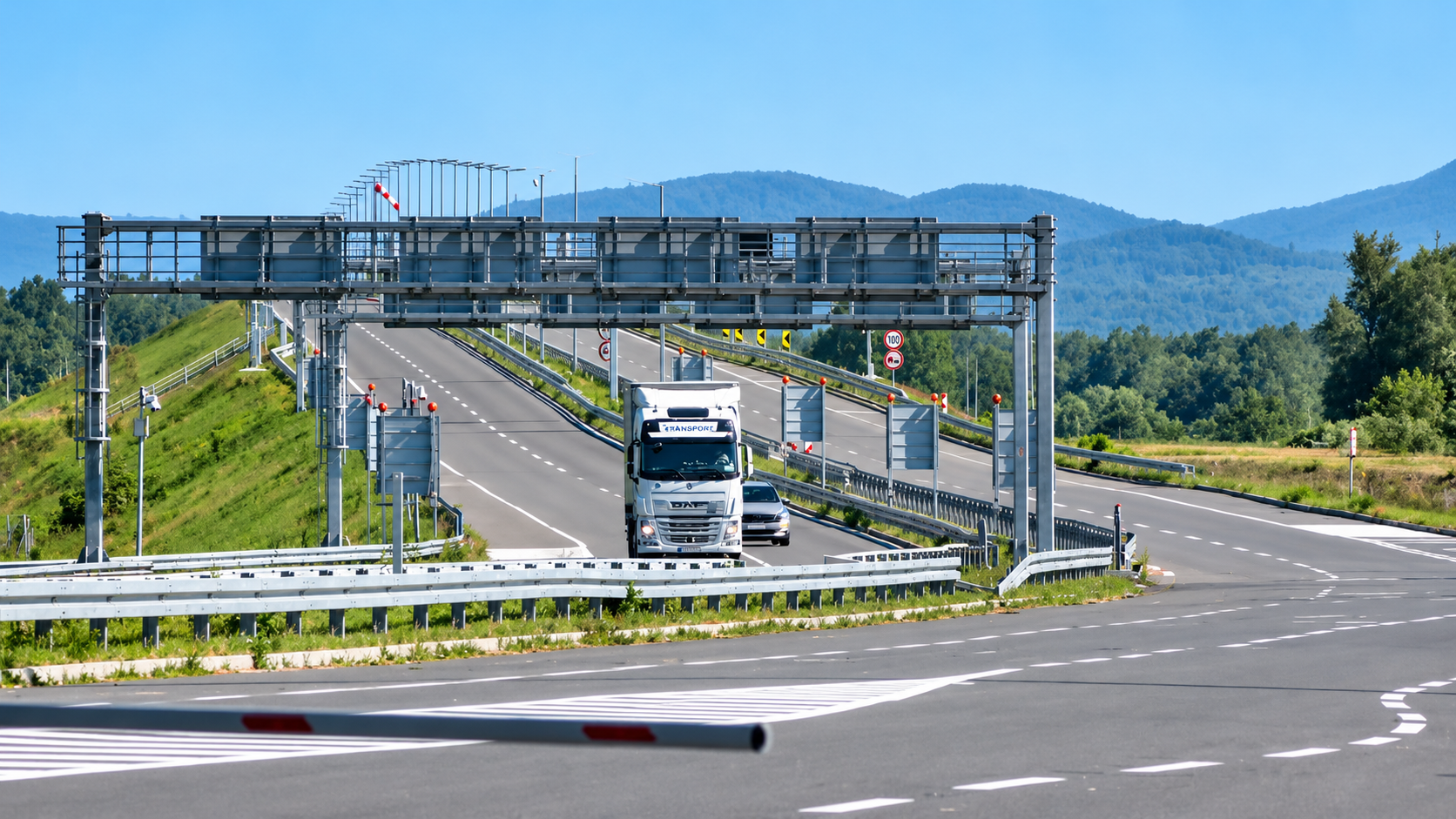 Modern Highway with Approaching DAF Truck
