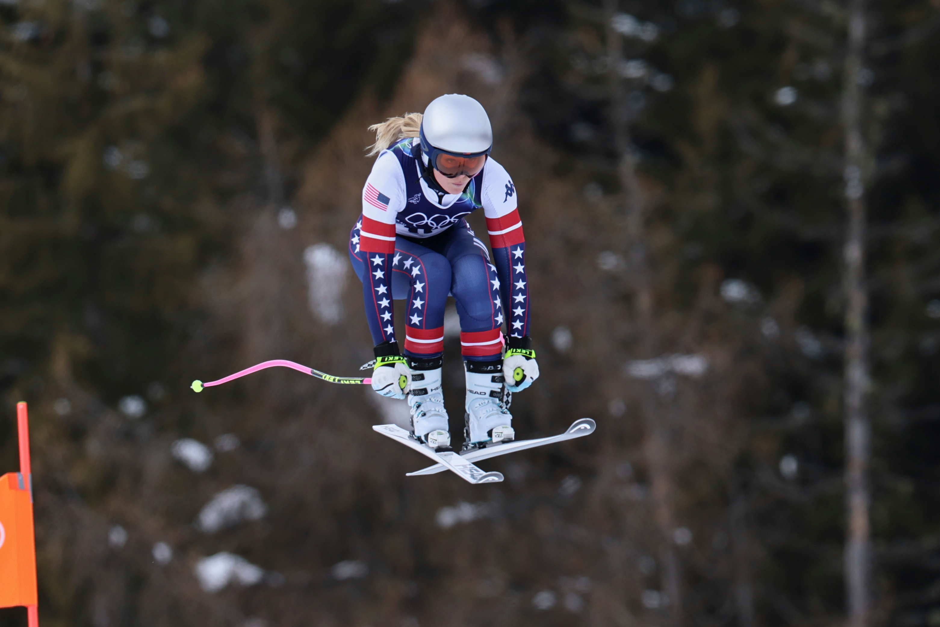 Lindsay United States' Lindsey Vonn speeds down the course during an alpine ski, women's downhill official training, at the 2026 Winter Olympics, in Bormio, Italy, Friday, Feb. 6, 2026. (AP Photo/Marco Trovati)