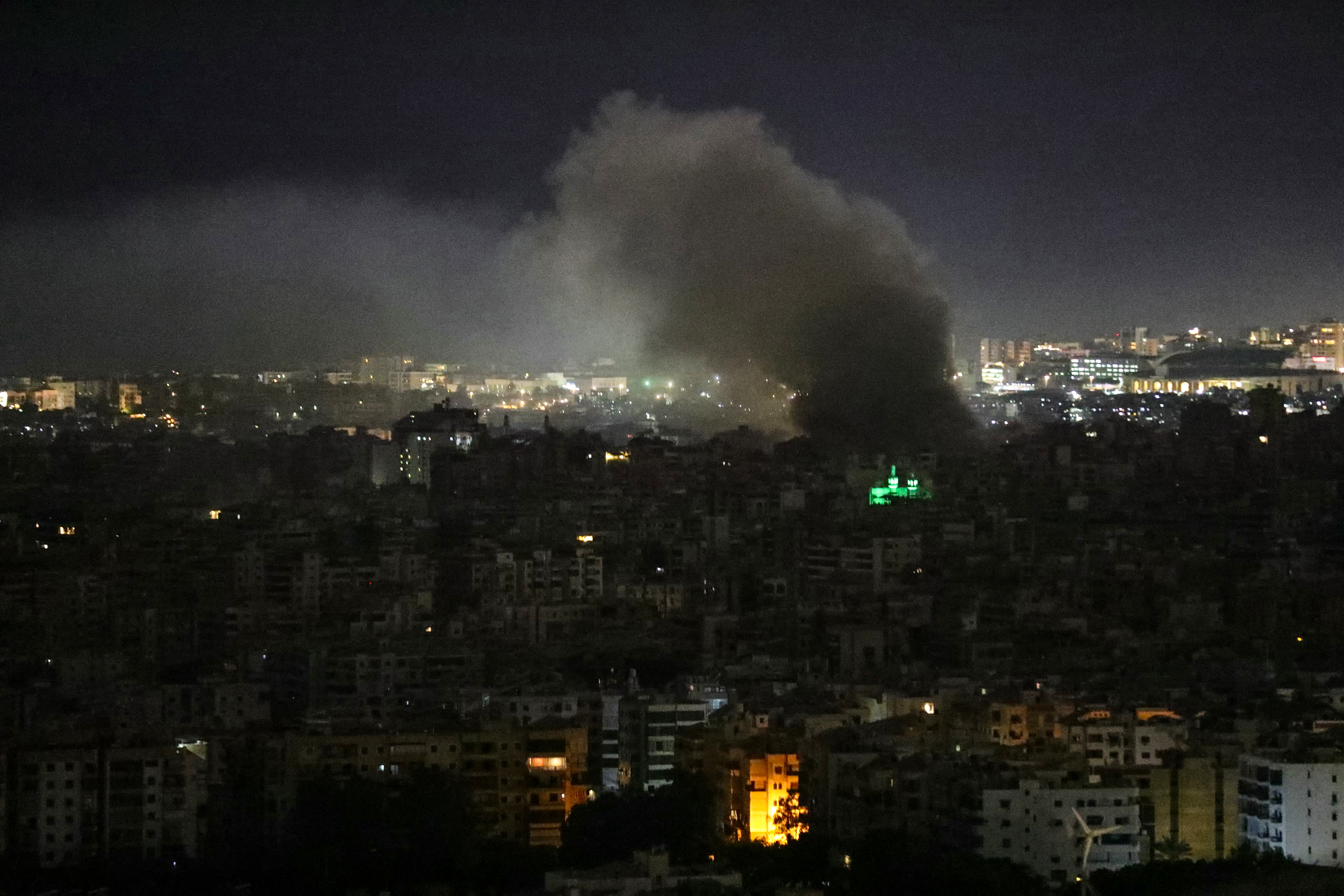 Smoke rises from the site of an Israeli airstrike