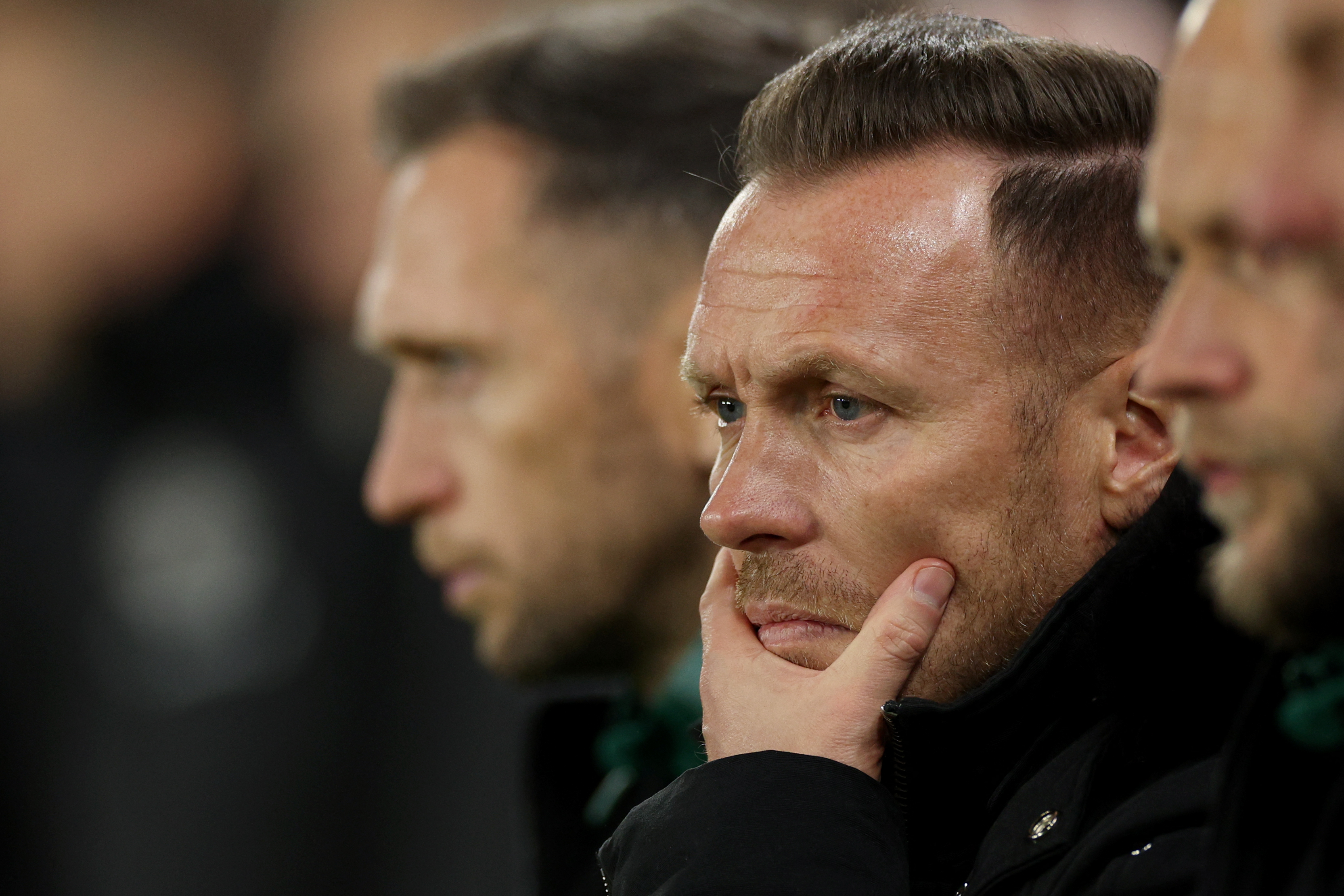 Wales' head coach Craig Bellamy reacts on touchline during the UEFA Nations League, League B Group 4 football match between Wales and Iceland, at the Cardiff City Stadium, in Wales, on November 19, 2024. (Photo by Adrian Dennis / AFP)