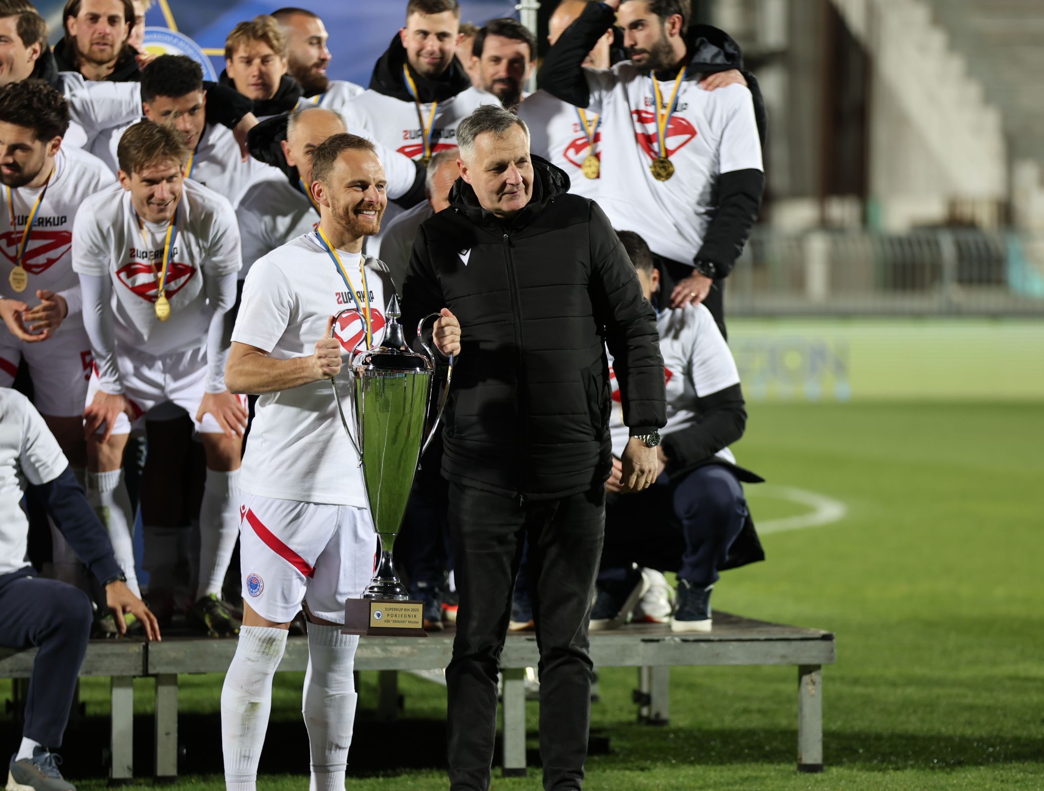 MOSTAR, 18. ožujka (FENA) – Nogometaši Zrinjskog osvojili su ovosezonsko izdanje Superkupa, nakon što su u srijedu u Mostaru boljim izvođenjem jedanaesteraca (4:1) savladali Sarajevo.(Foto FENA/Mateo Marinović)