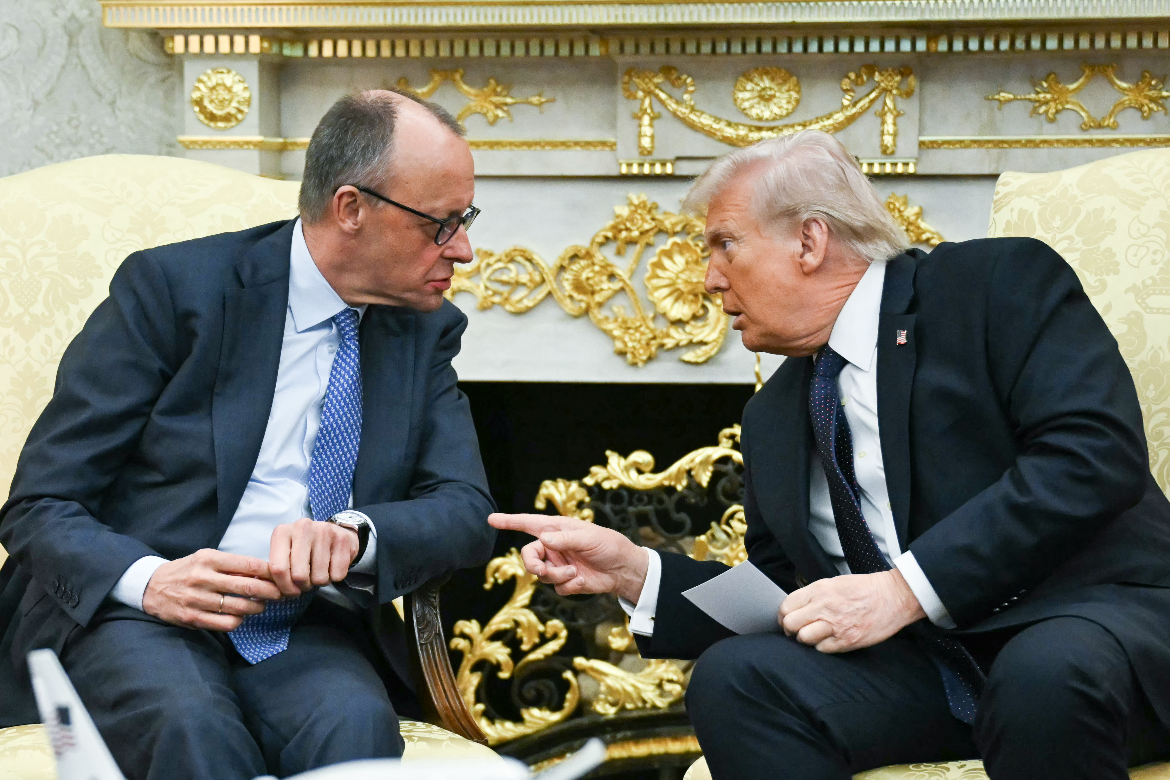US President Donald Trump meets with German Chancellor Friedrich Merz (Photo by ANDREW CABALLERO-REYNOLDS / AFP)