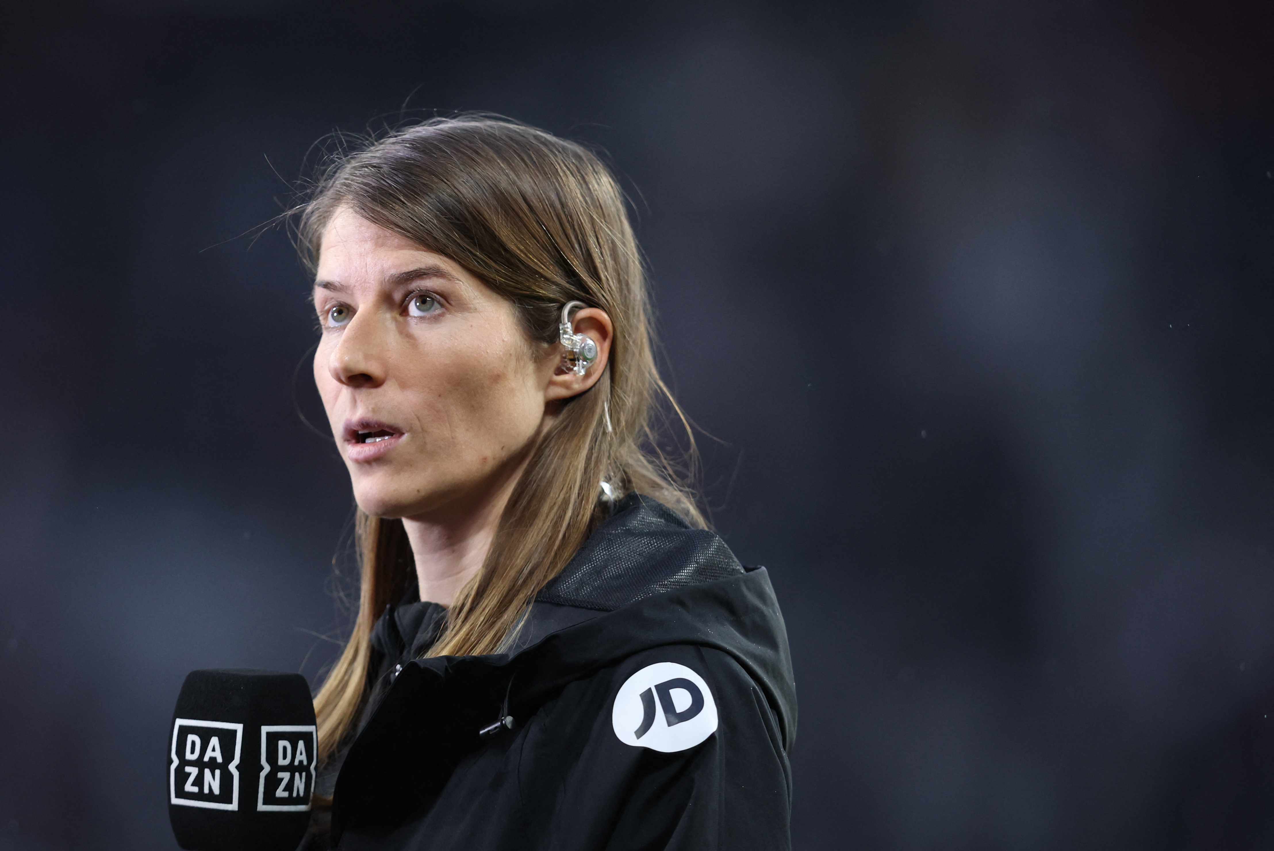 (FILES) Union Berlin's German assistant coach Marie-Louise Eta gives an interview prior to the German first division Bundesliga football match between RB Leipzig and Union Berlin in Leipzig, eastern Germany on February 4, 2024. Bundesliga club Union Berli